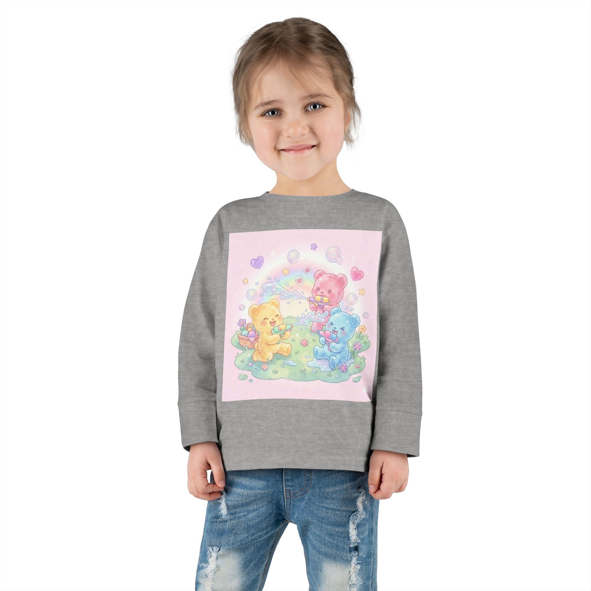 Water War Play time, Oozy Bear Group Gummy Friends- Graphic Long Sleeve Shirt