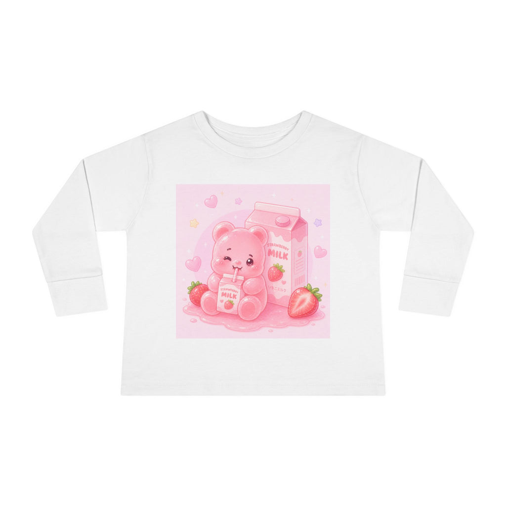 Strawberry Milk Oozy Bear Friend- Graphic Long Sleeve Shirt