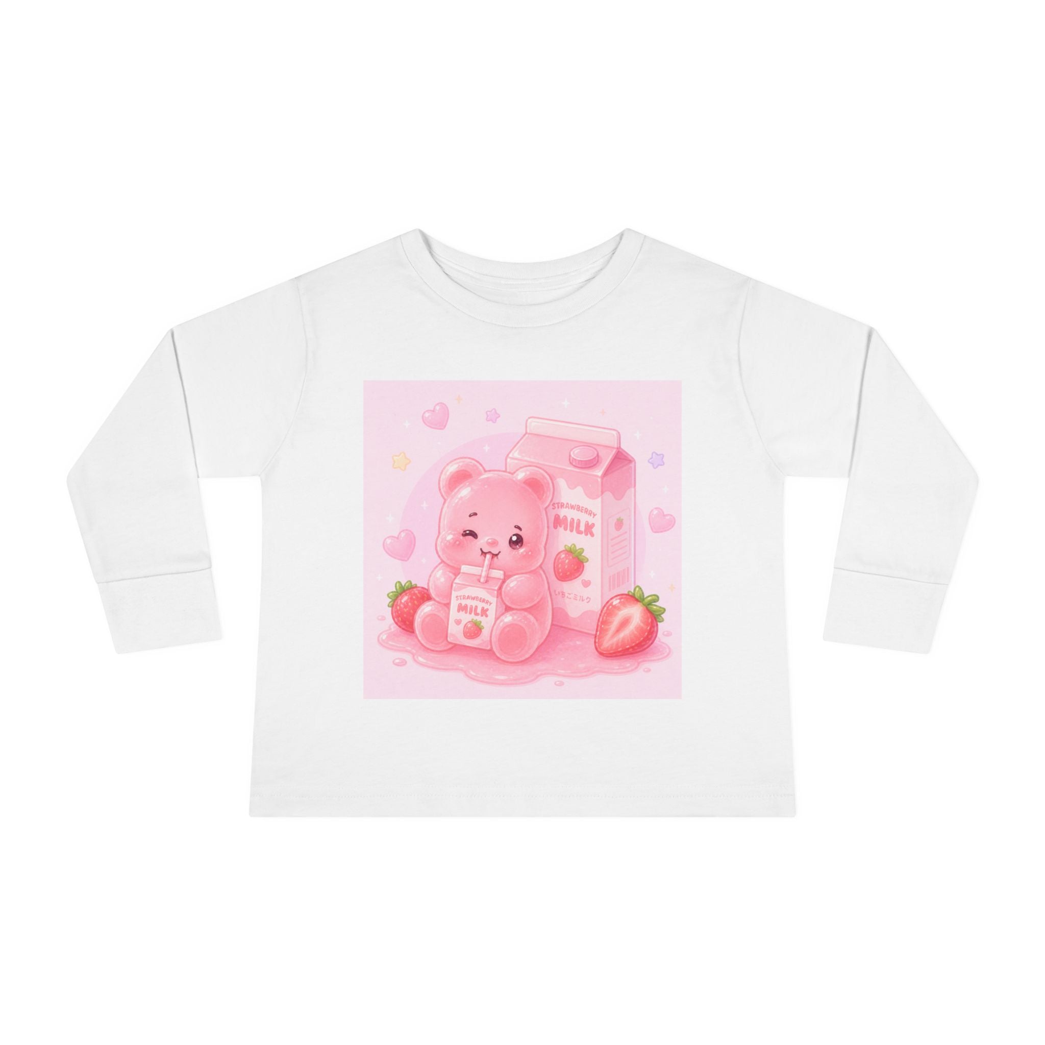 Strawberry Milk Oozy Bear Friend- Graphic Long Sleeve Shirt
