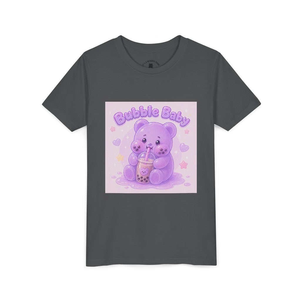 Purple Boba Tea Gooey Gummy Bear with Boba Milk Tea Kids Shirt