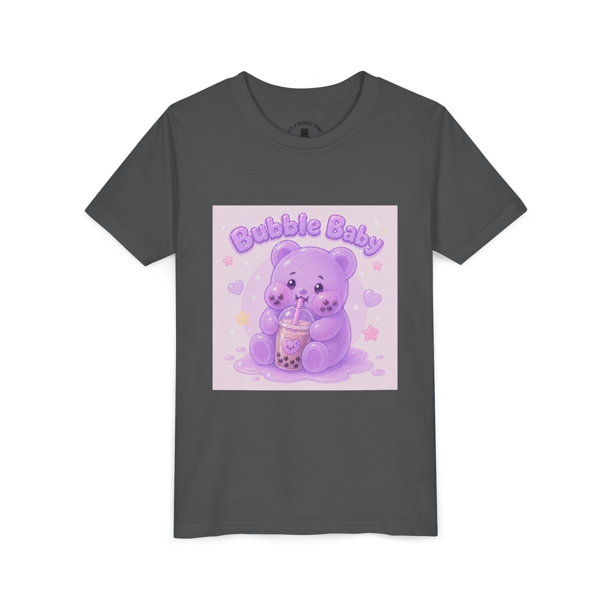 Purple Boba Tea Gooey Gummy Bear with Boba Milk Tea Kids Shirt