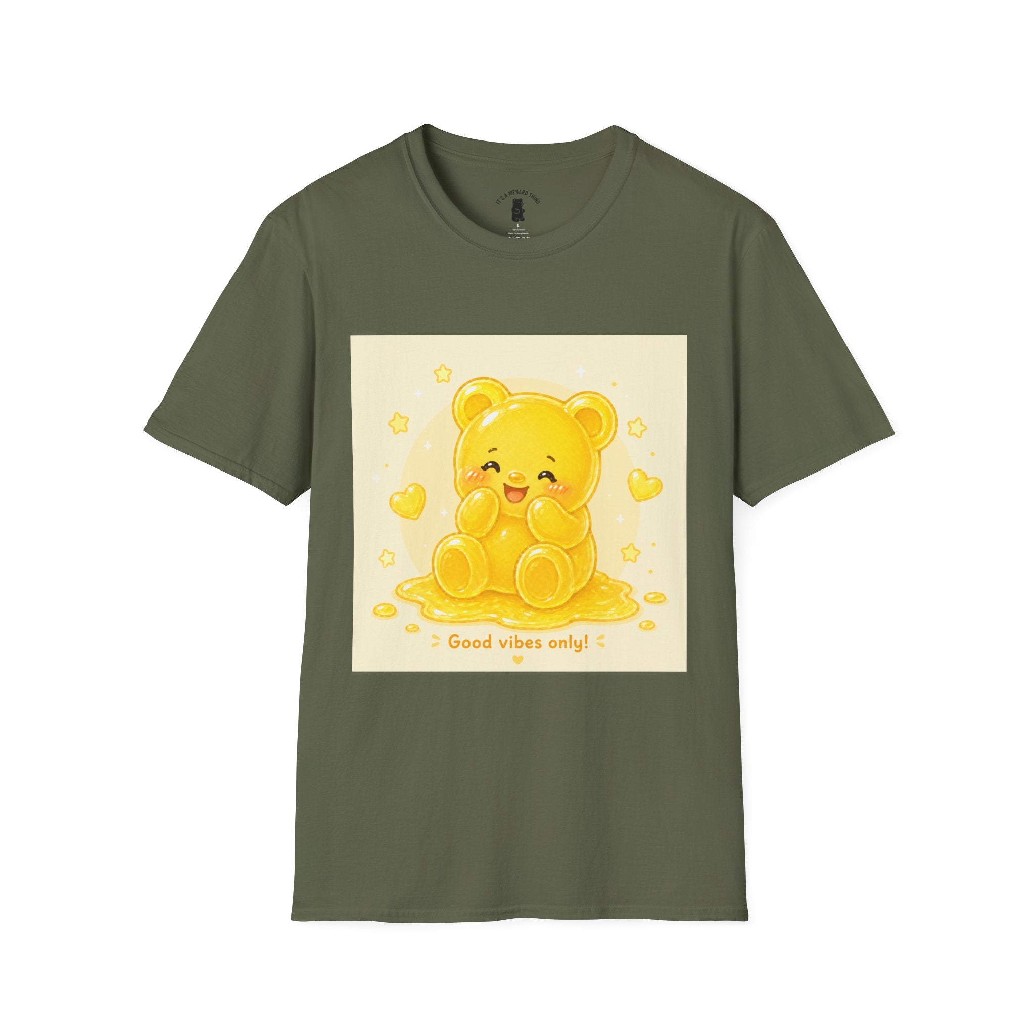 "Good Vibes Only" Yellow Gooey Gummy Bear- Cute Graphic Tee