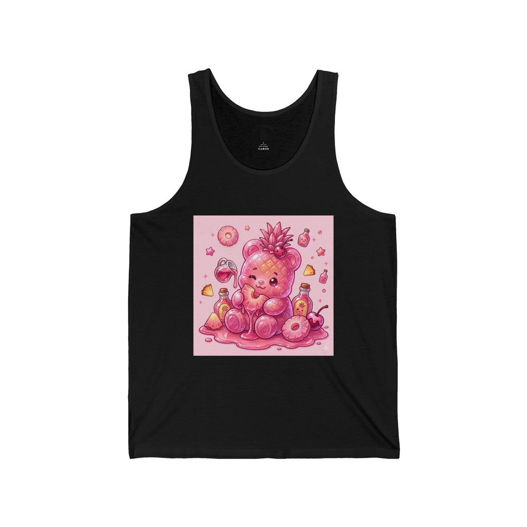 Pink Pineapple Exotic Fruit, Gooey Gummy Bear Friend — Kawaii Graphic Illustration