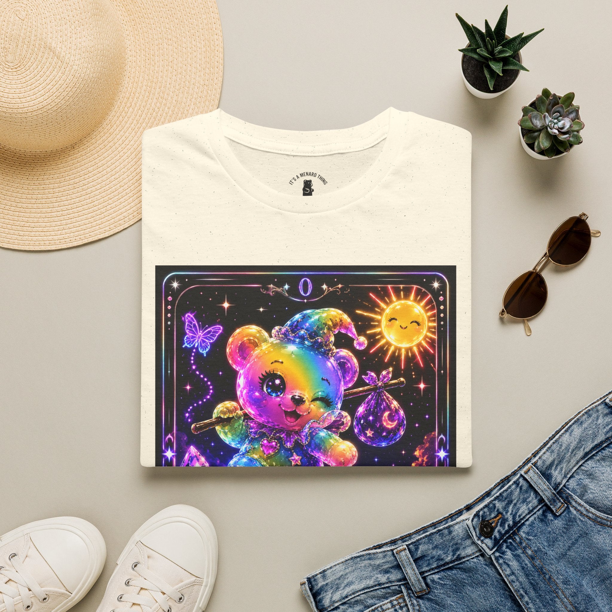 The Fool Tarot Colorful Rainbow Oozy Bear Friend- Cute Graphic Shirt