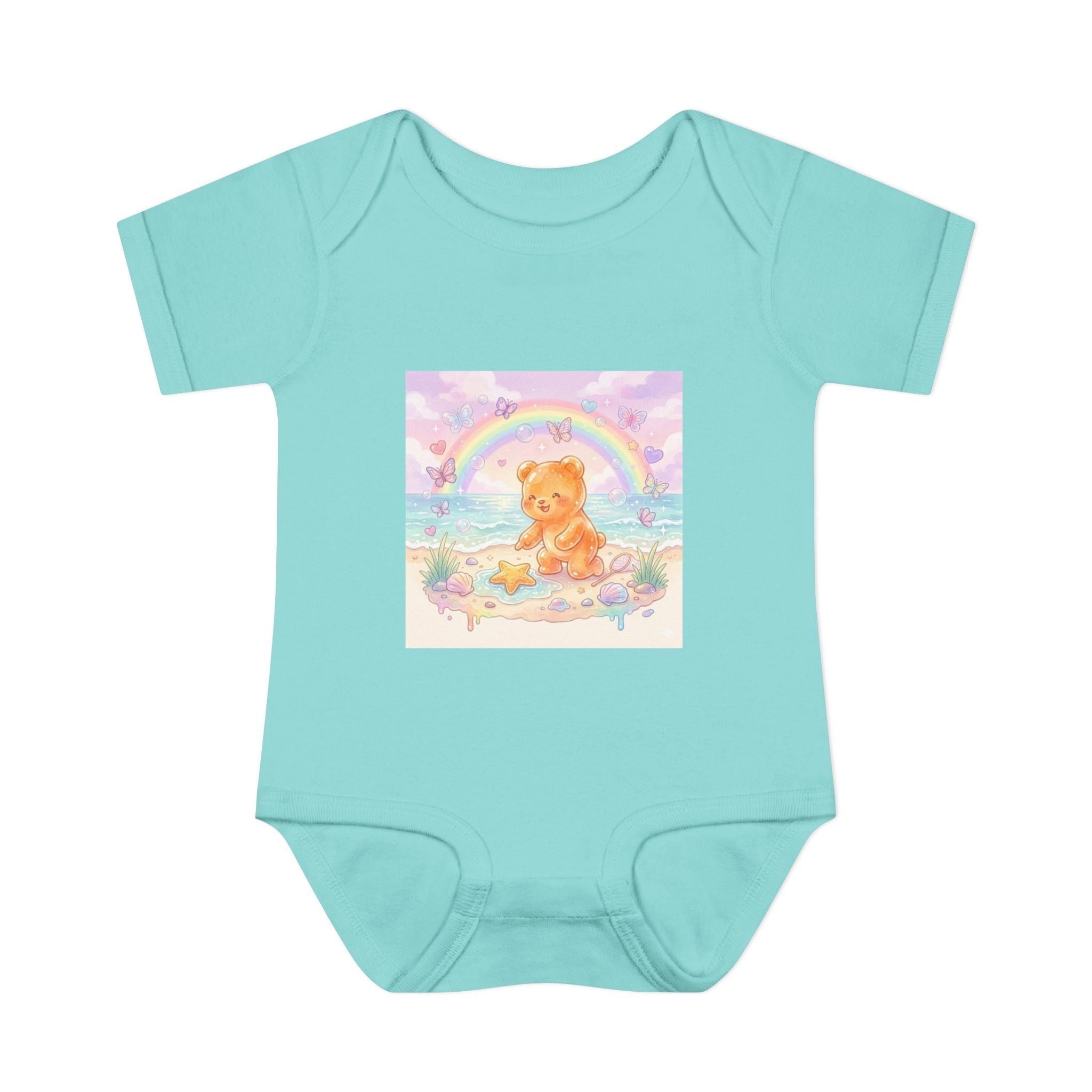 Gooey Gummy Beach Bear Rainbow & Starfish - Bodysuit