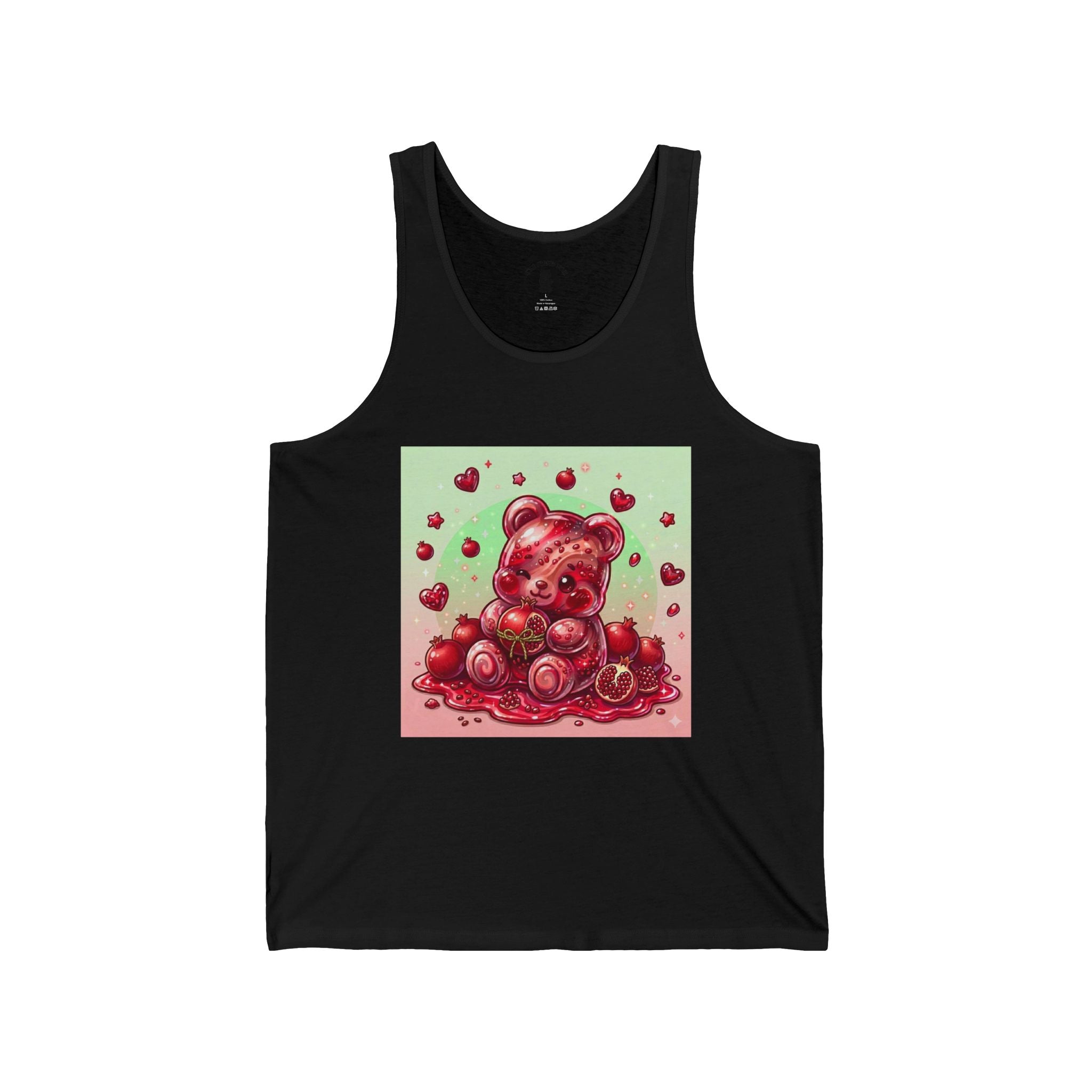 Pomegranate Ripe Red, Gooey Gummy Bear Friend - Cute Graphic Tank Top