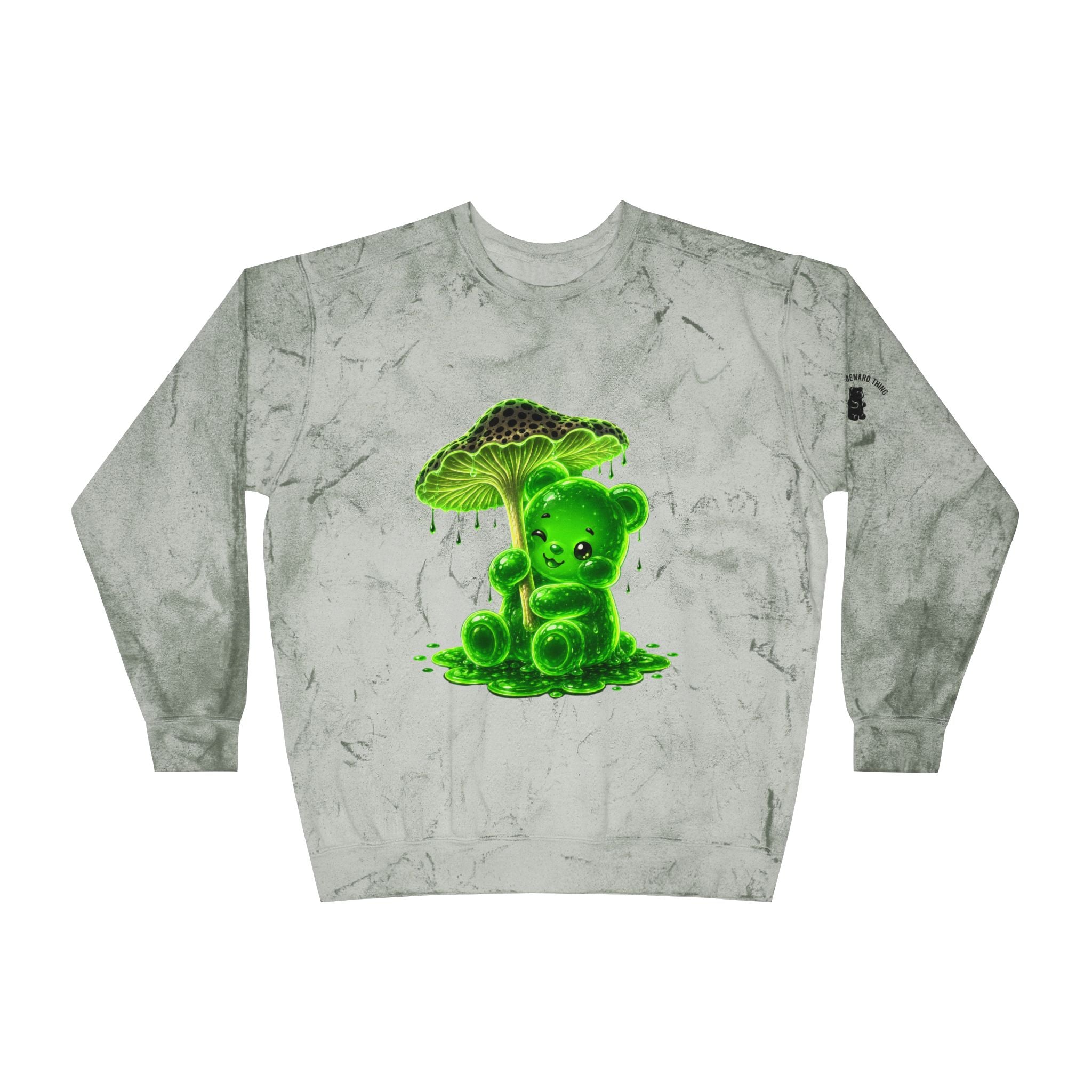 Glowing Green Mushroom, Gooey Gummy Bear-Kawaii Graphic Sweatshirt