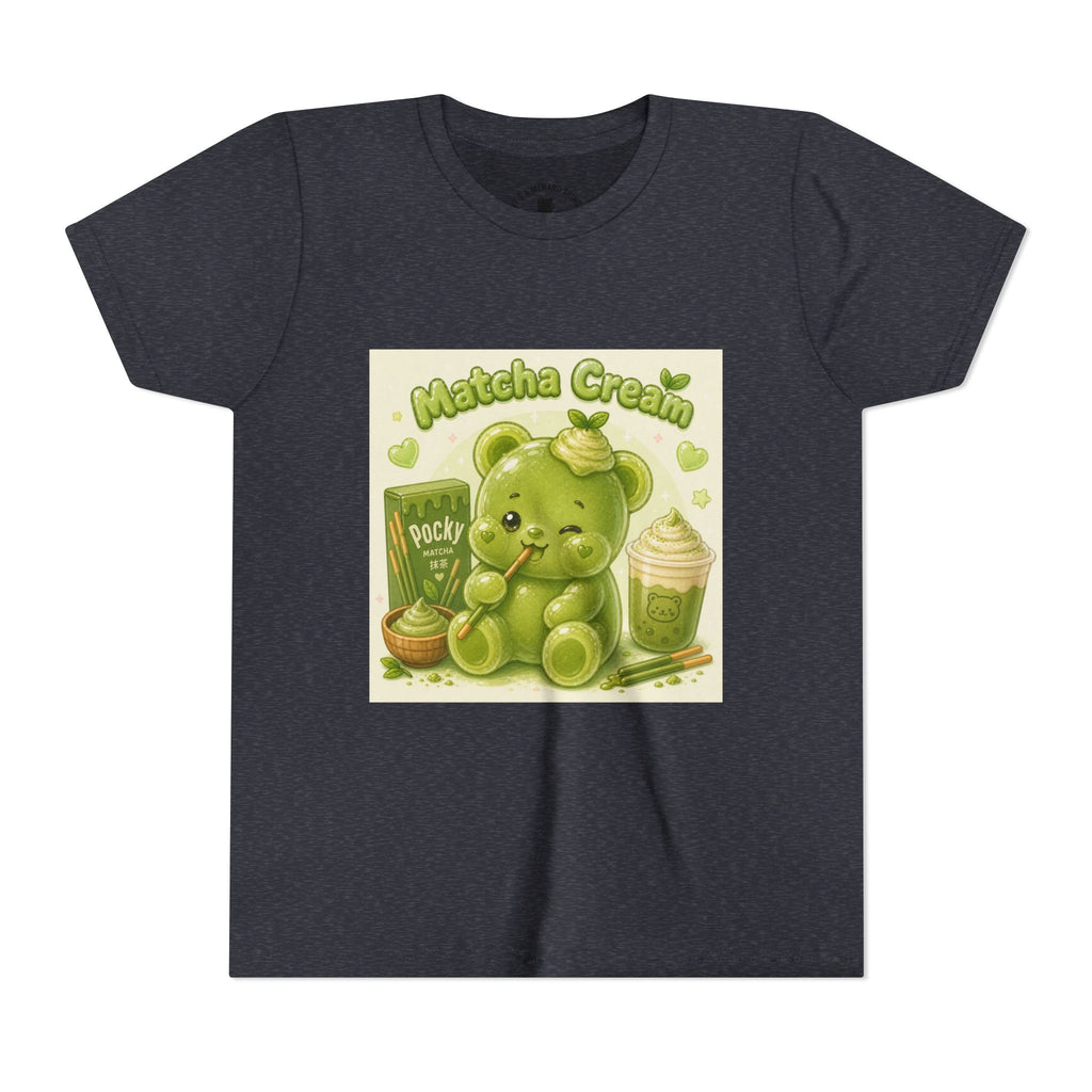 Matcha Cream Gooey Gummy Bear Youth Tee —Pocky & Dessert Graphic