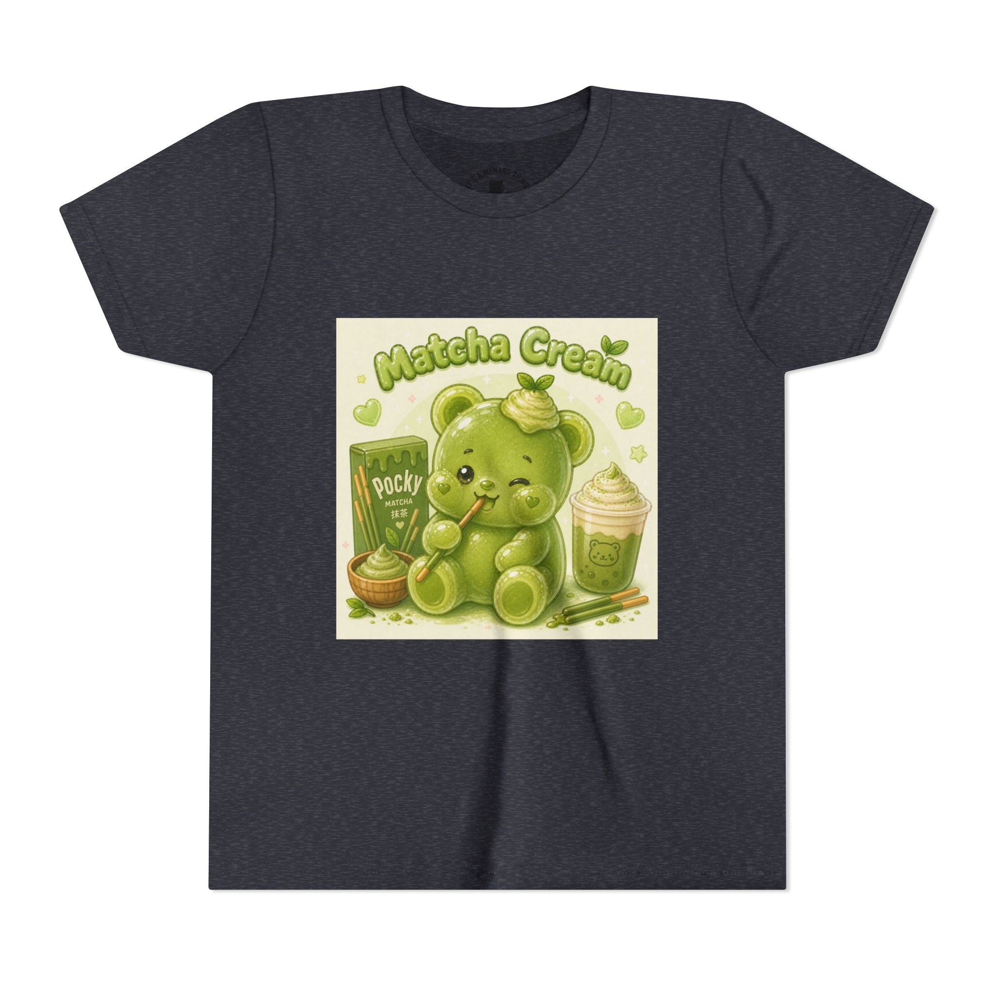 Matcha Cream Gooey Gummy Bear Youth Tee —Pocky & Dessert Graphic