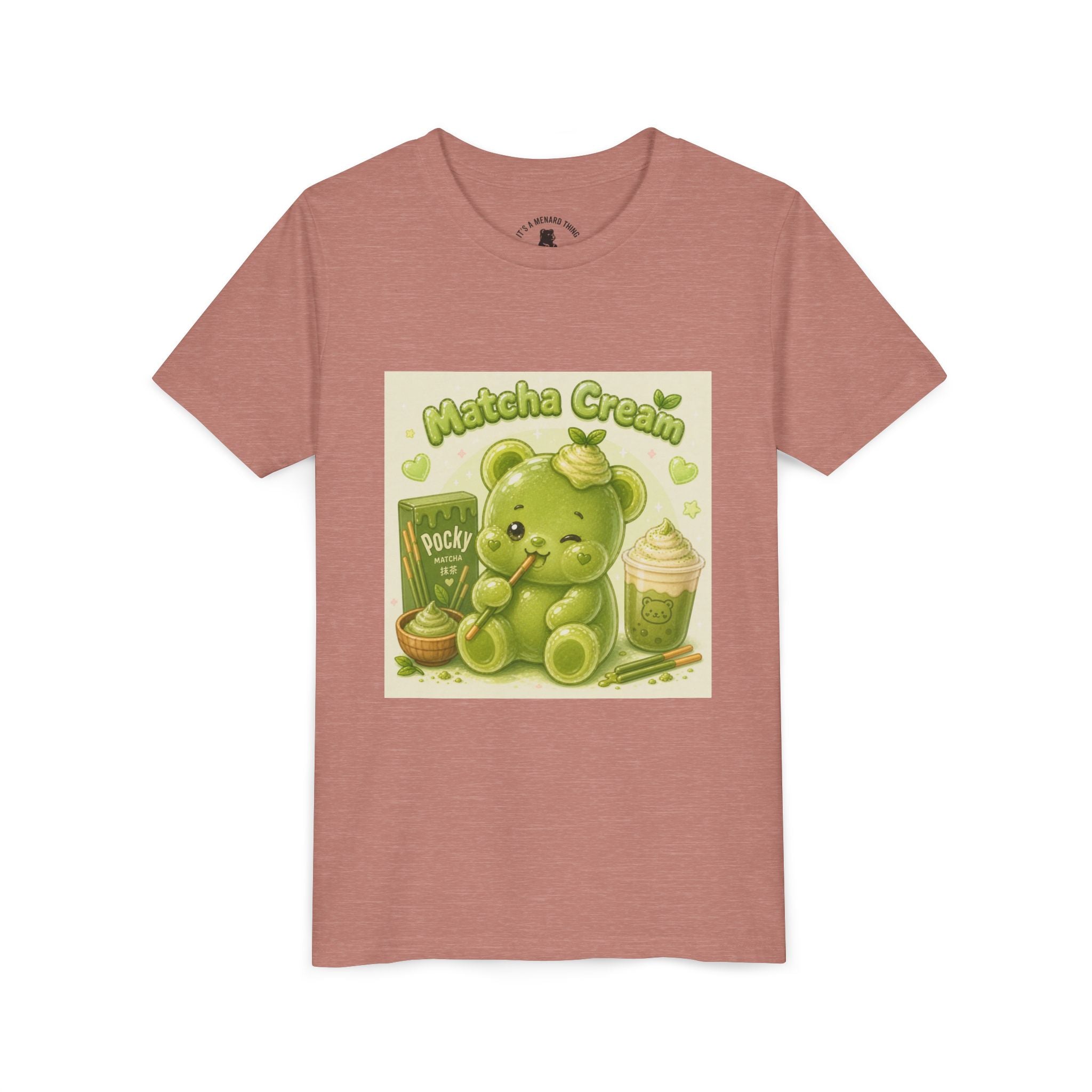 Matcha Cream Gooey Gummy Bear Youth Tee —Pocky & Dessert Graphic