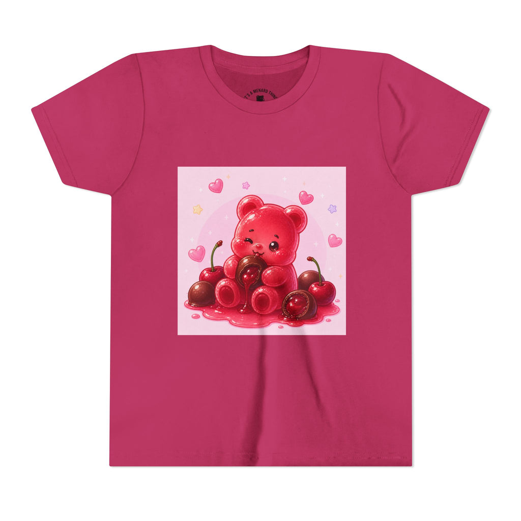 Red Gooey Gummy Bear with Chocolate & Cherries Youth T‑Shirt
