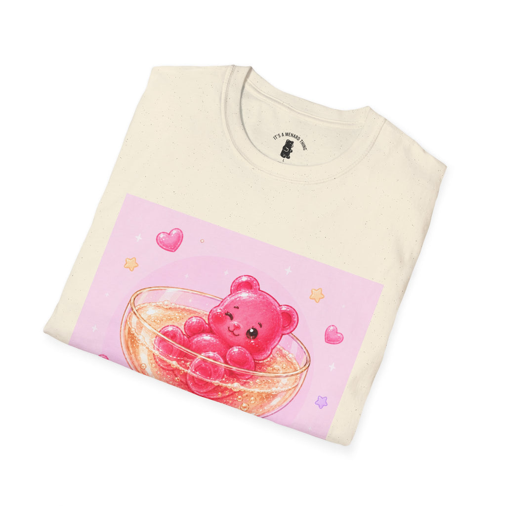 Champagne Pink Boozy Gooey Gummy Bear- Kawaii Graphic T-Shirt