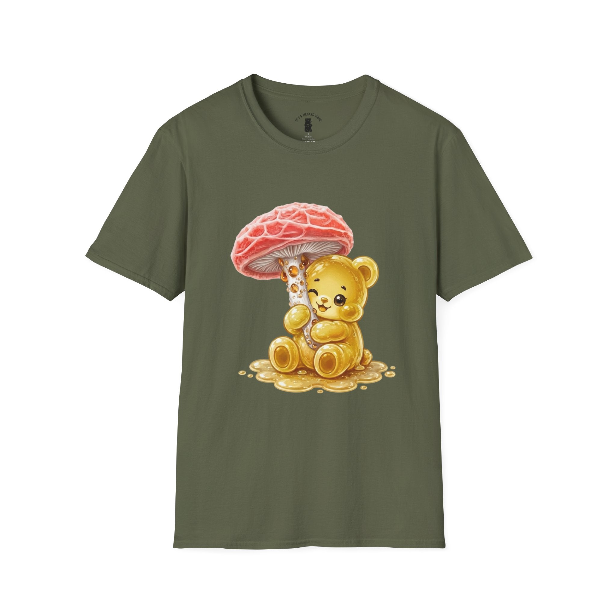 Sticky Strange Orange Mushroom, Yellow Oozy Bear Gummy- Graphic shirt