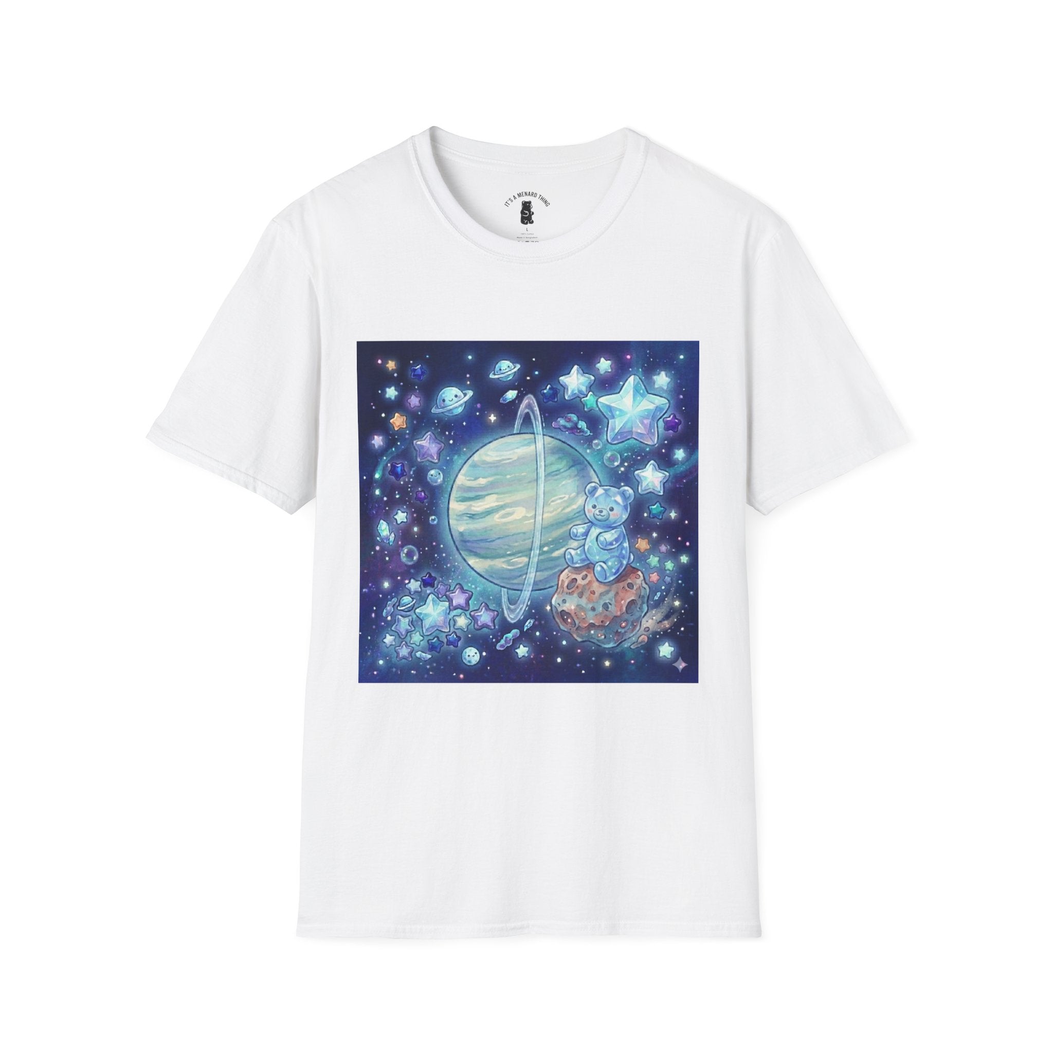 Floating By Uranus, Blue Crystal Gooey Gummy Bear- Kawaii Graphic T-Shirt