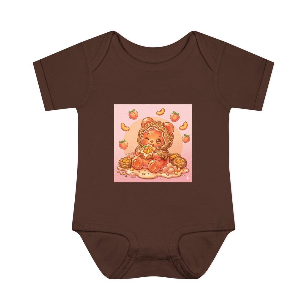 Peach Danish Gooey Gummy Bear in Puff Pasterie PJs Baby Onesie