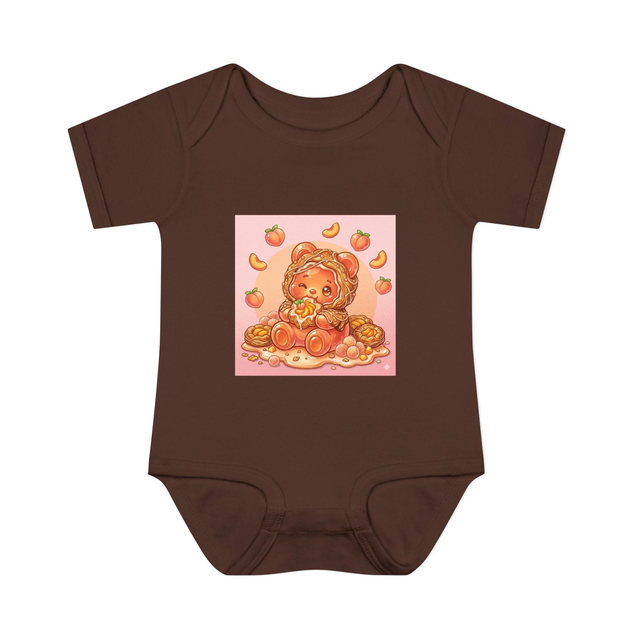 Peach Danish Gooey Gummy Bear in Puff Pasterie PJs Baby Onesie