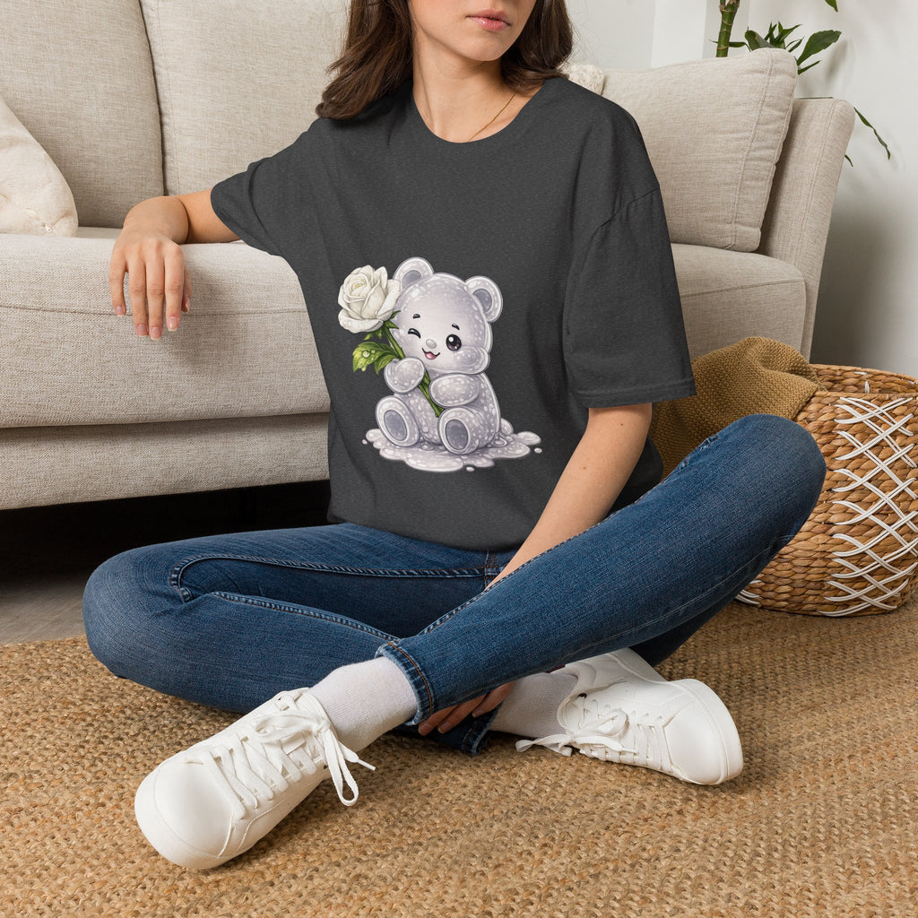 Beautiful Blooming White Rose, Oozy Bear Gummy Special Flower Addition- Graphic Shirt