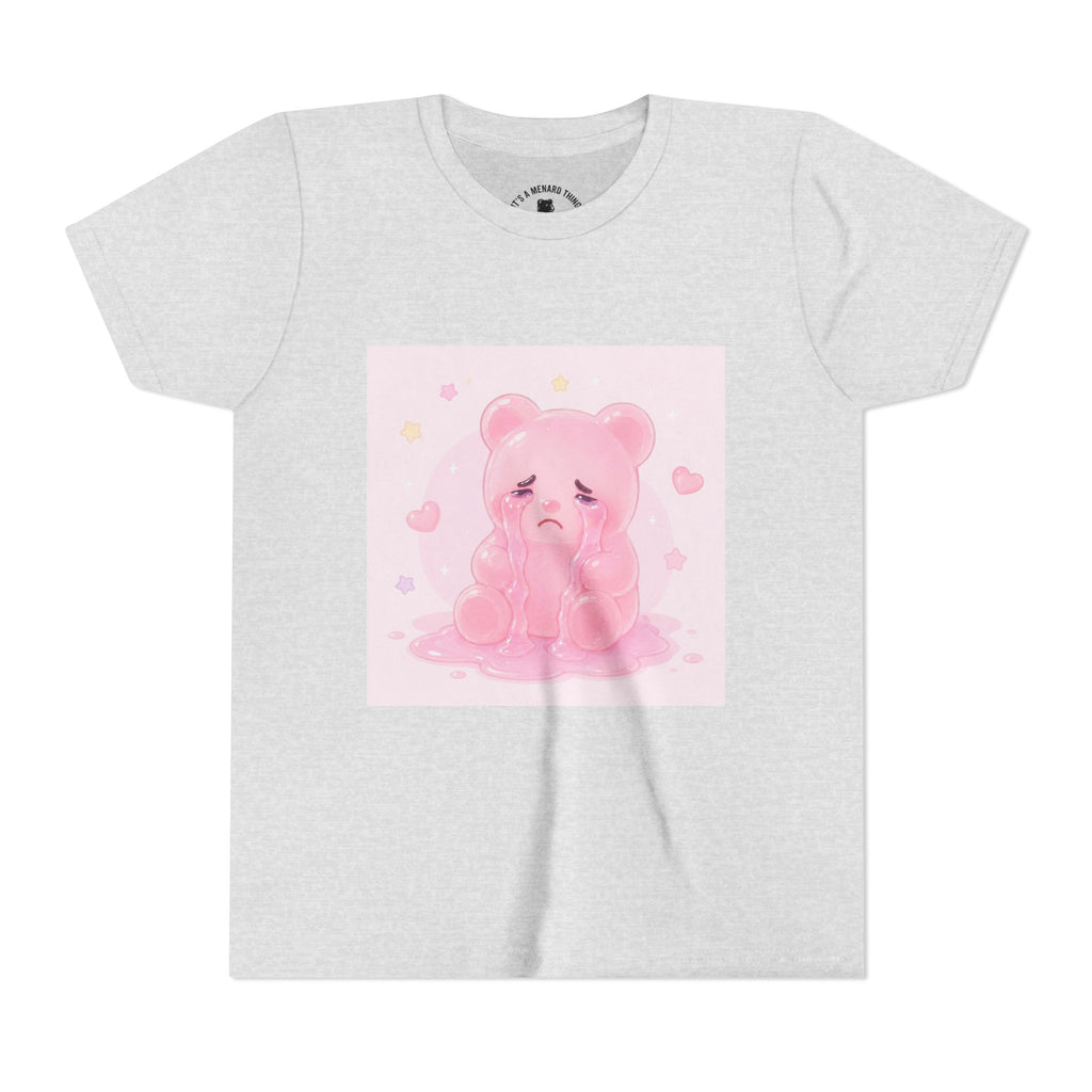 Pink Crying Gooey Gummy Bear Youth Tee – Cute Pastel Graphic Shirt