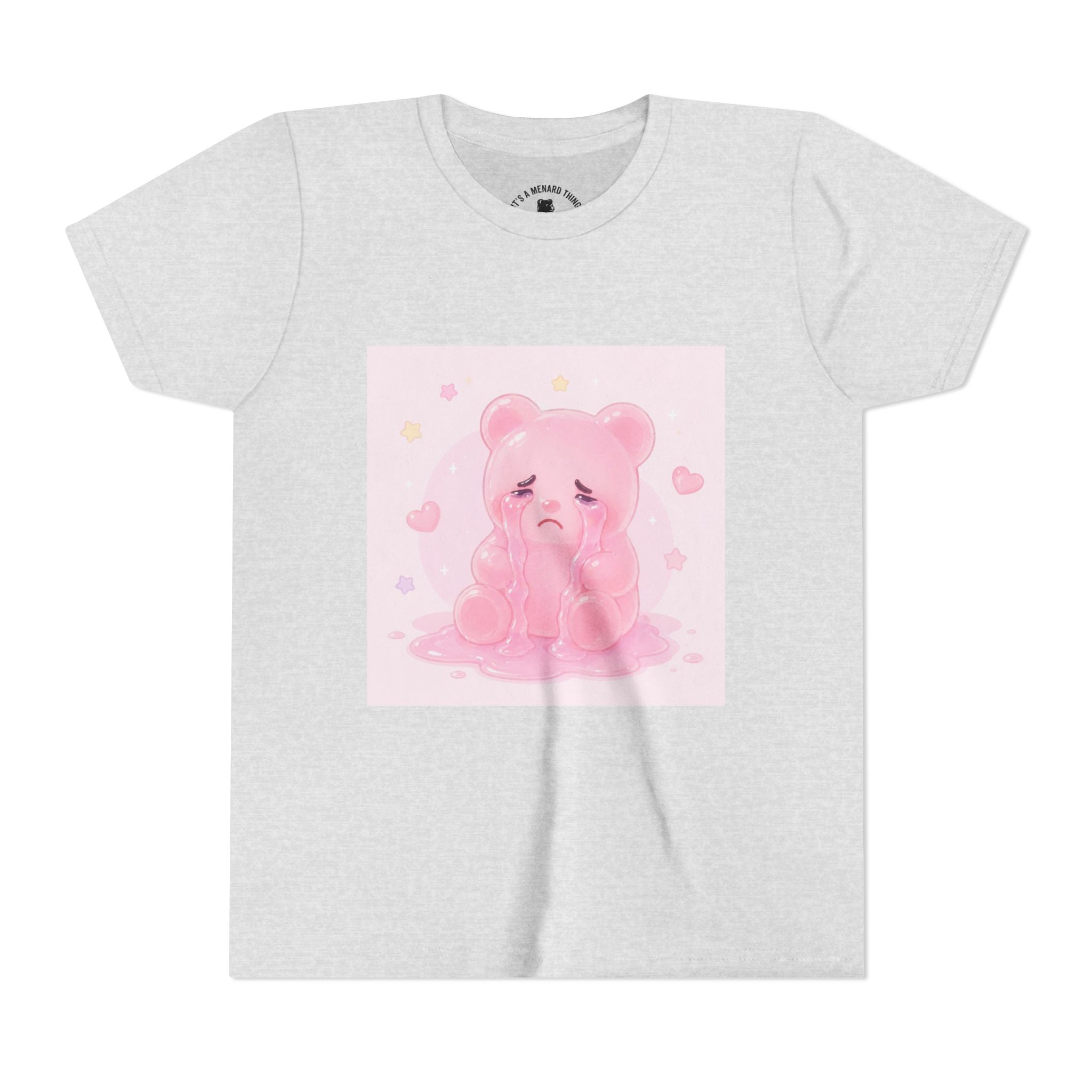 Pink Crying Gooey Gummy Bear Youth Tee – Cute Pastel Graphic Shirt