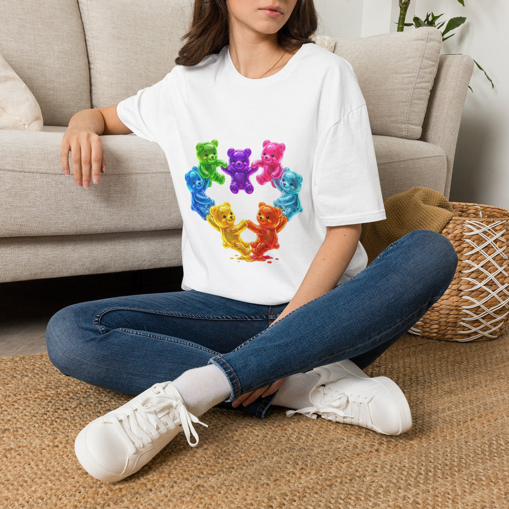 Holding Hands Into Heart Oozy Bear Gummy Friends- Graphic Shirt