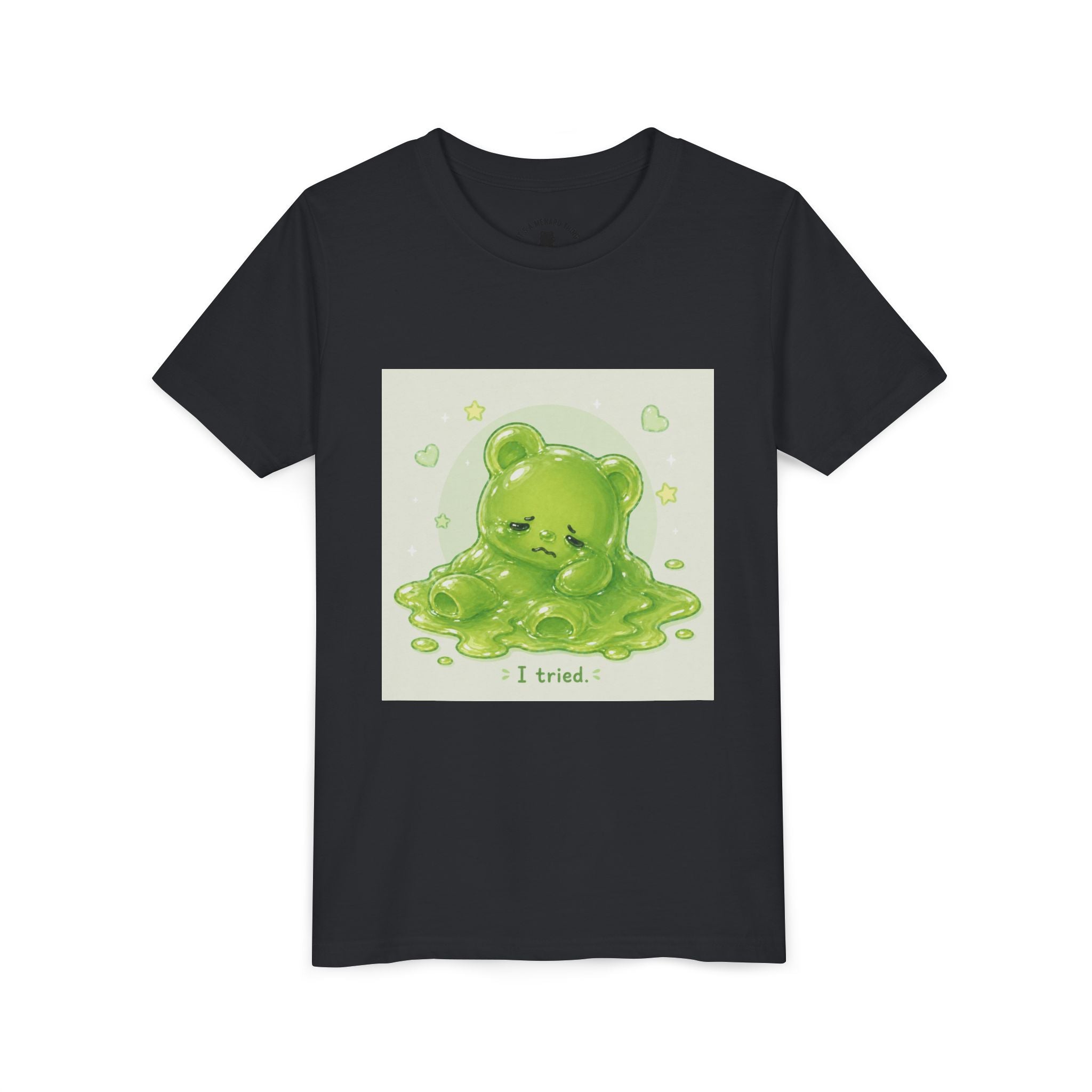 Melting Green Gooey Gummy Bear "I tried." Graphic T-Shirt