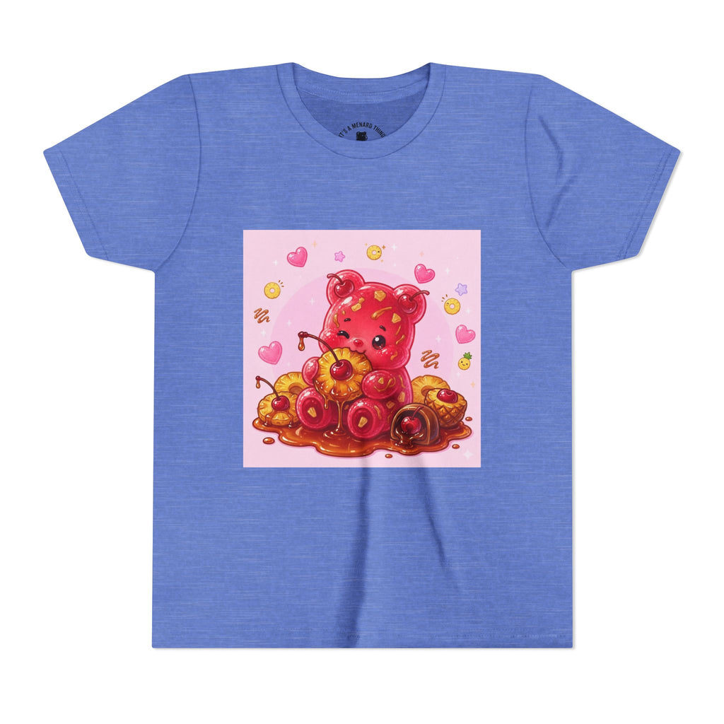 Cherry & Pineapple Gooey Gummy Bear Heart Graphic Youth T-Shirt