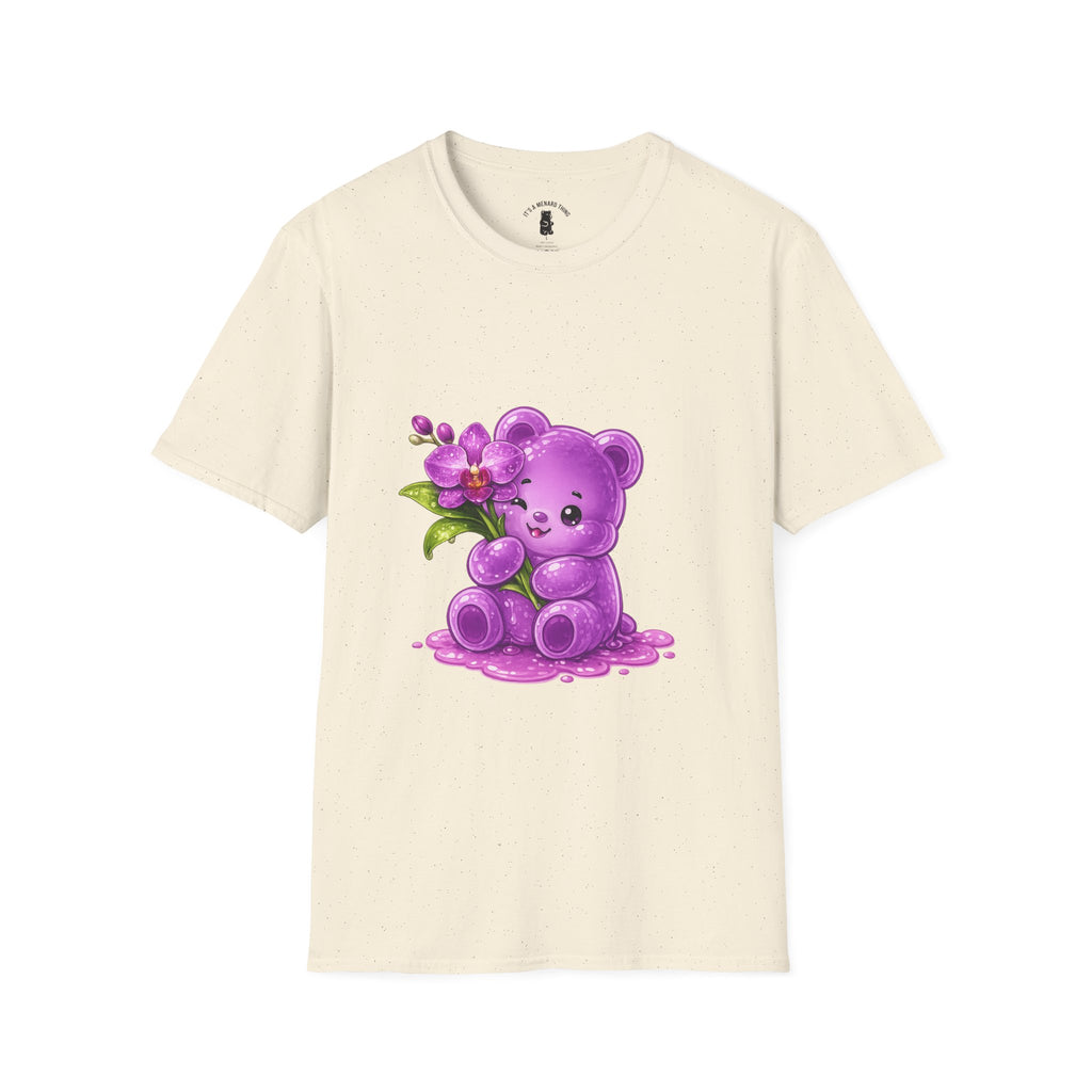 Beautiful Orchid, Purple Oozy Bear Floral Special Gummy Friend- Graphic Shirt