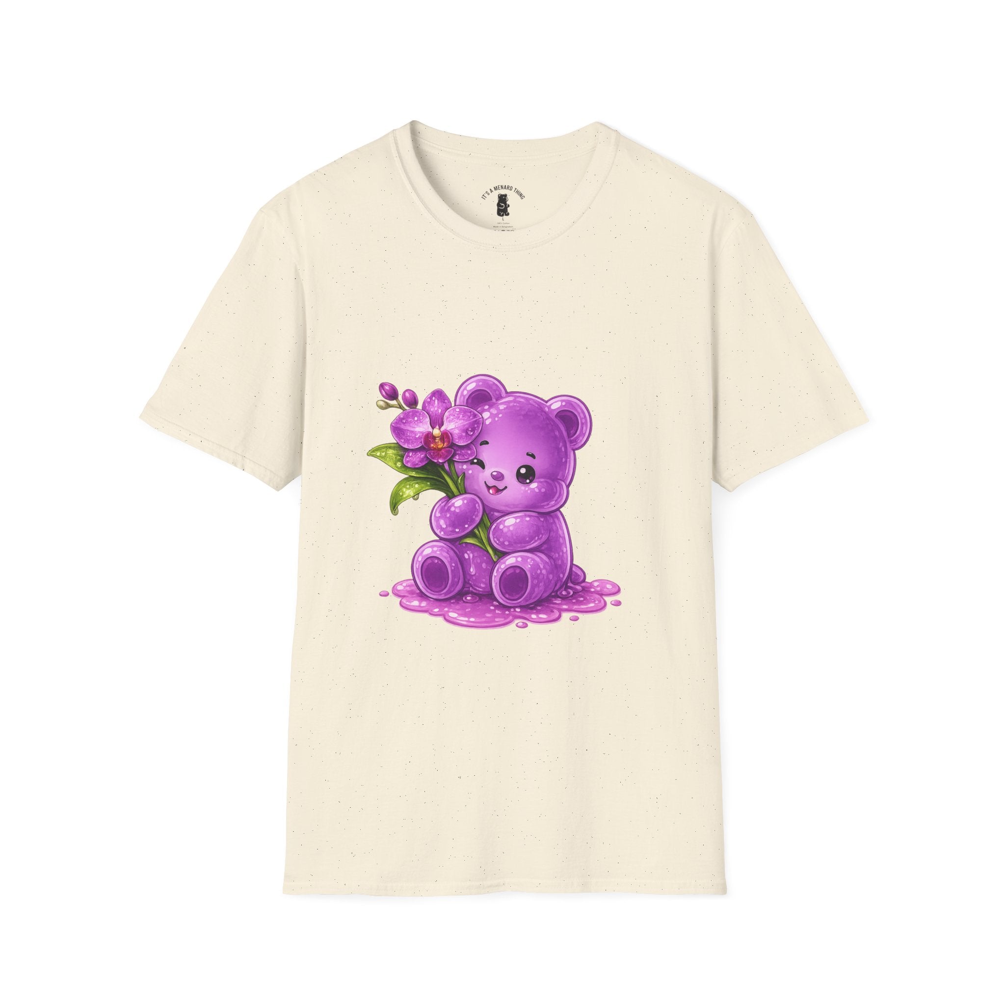 Beautiful Orchid, Purple Oozy Bear Floral Special Gummy Friend- Graphic Shirt