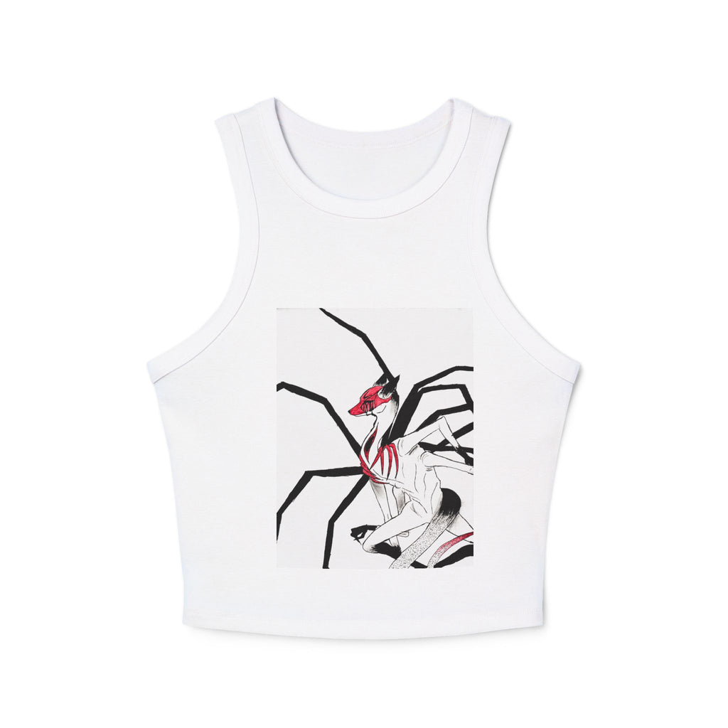 Spider Demon Illustration Racer Tank Top — Anime Horror Graphic Crop