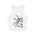 Spider Demon Illustration Racer Tank Top — Anime Horror Graphic Crop
