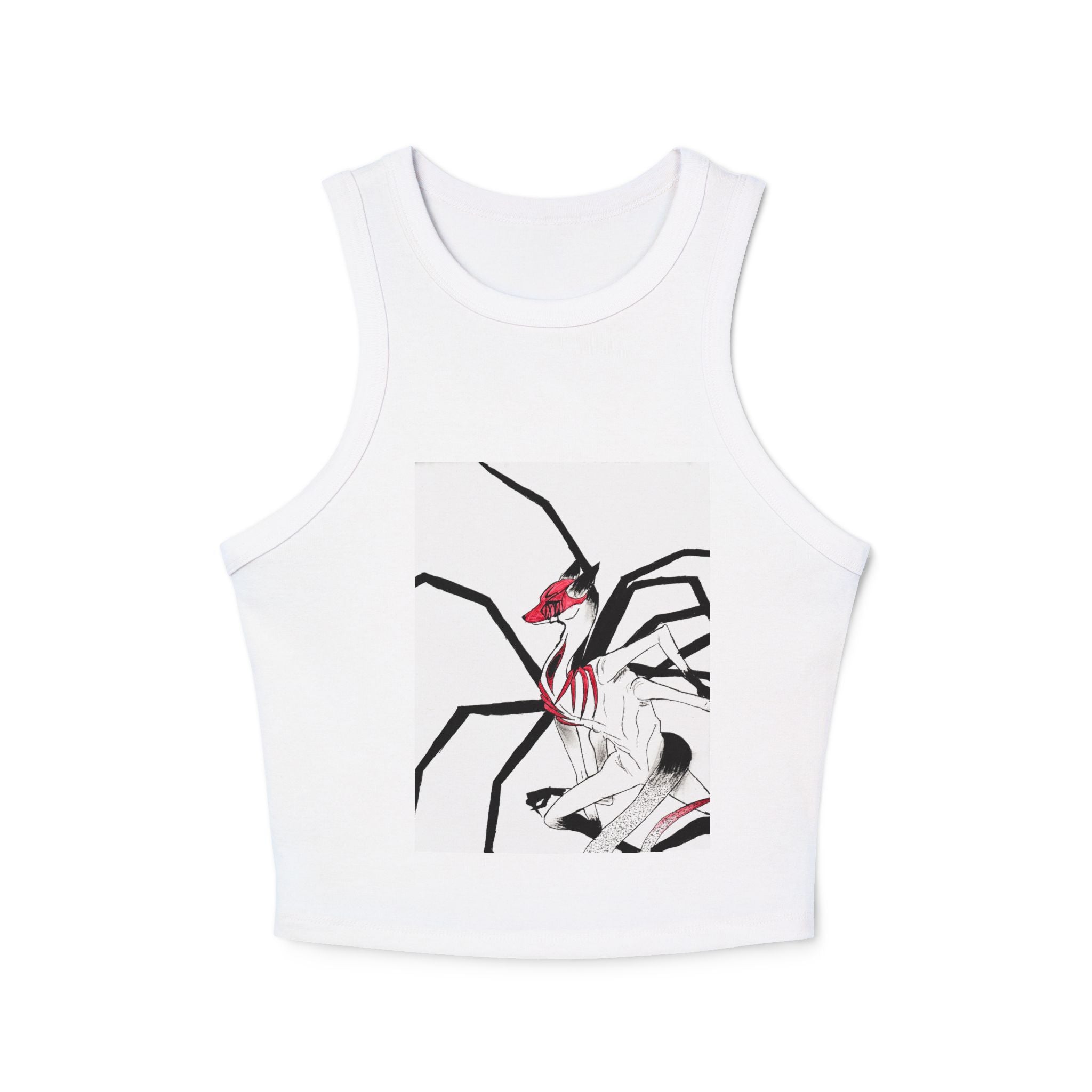 Spider Demon Illustration Racer Tank Top — Anime Horror Graphic Crop
