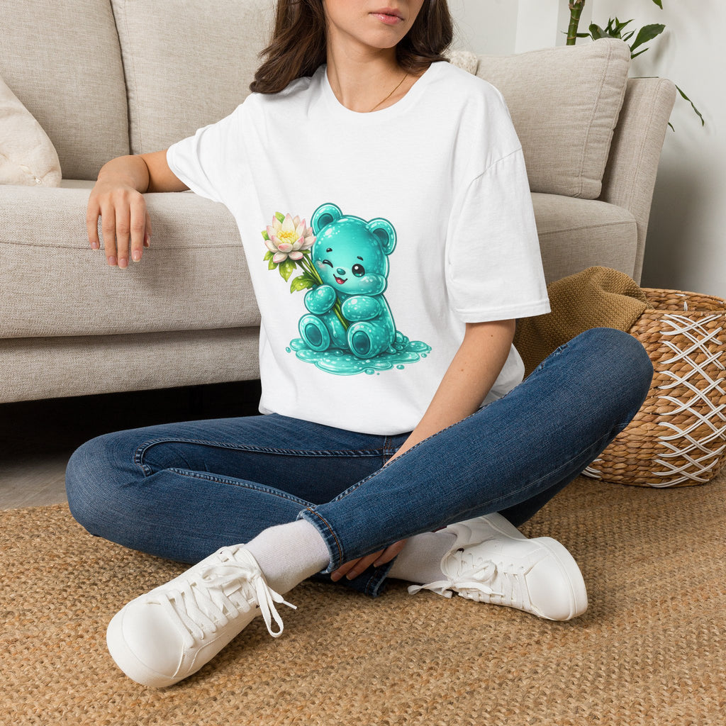 Beautiful Lotus Flower Special, Teal Oozy Bear Gummy Friend- Graphic Shirt