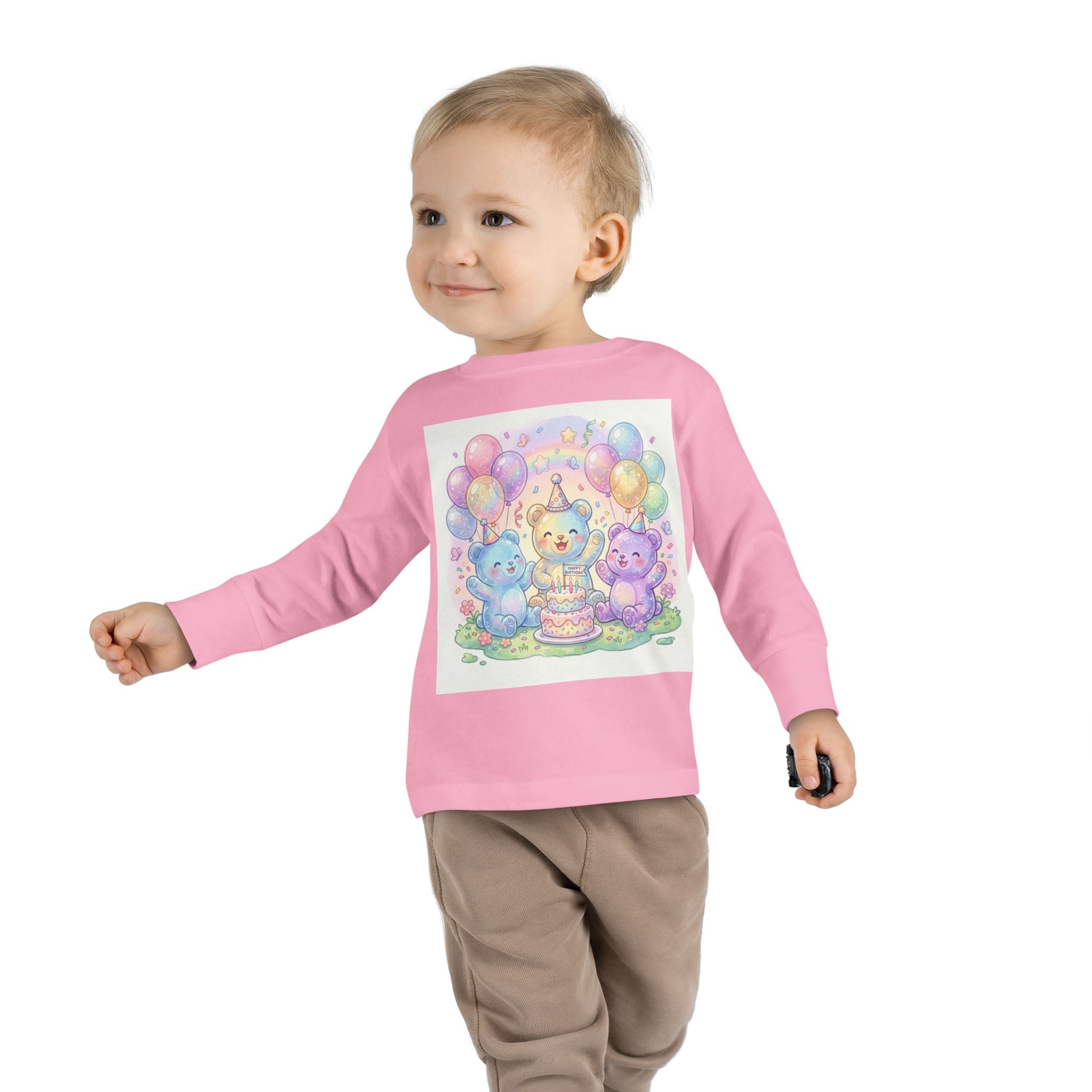 Pastel Birthday Oozy Bear Party Bash, Special Friends Celebration- Graphic Long Sleeve Shirt