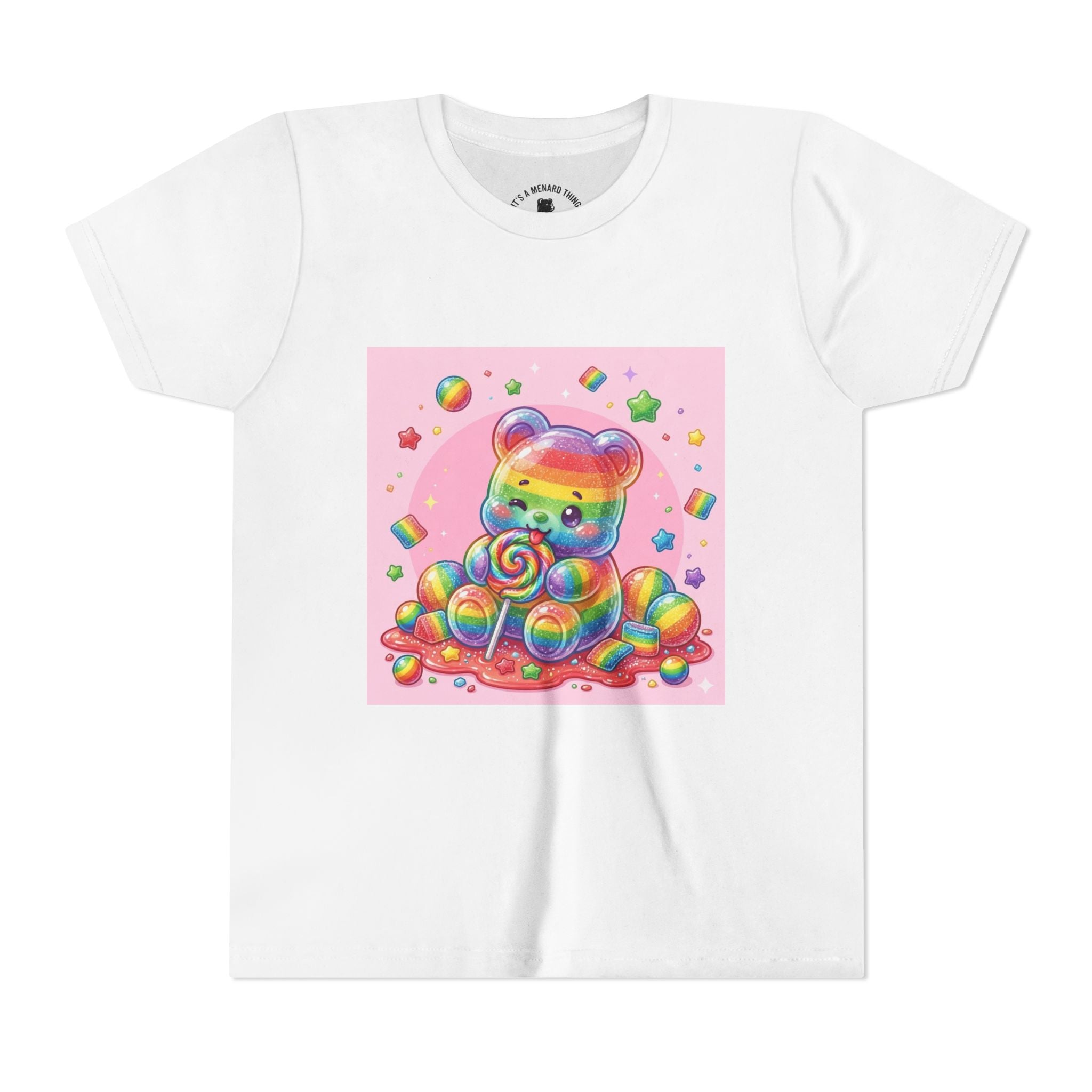 Rainbow Stripe Gooey Gummy Bear Youth T-Shirt