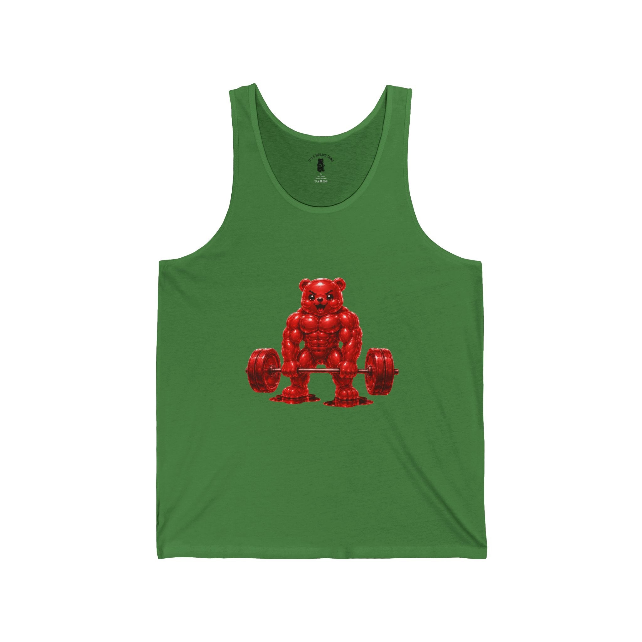 Weightlifting Fitness, Crimson Oozy Buff Bear Gummy Gym Addition- Workout Graphic Shirt
