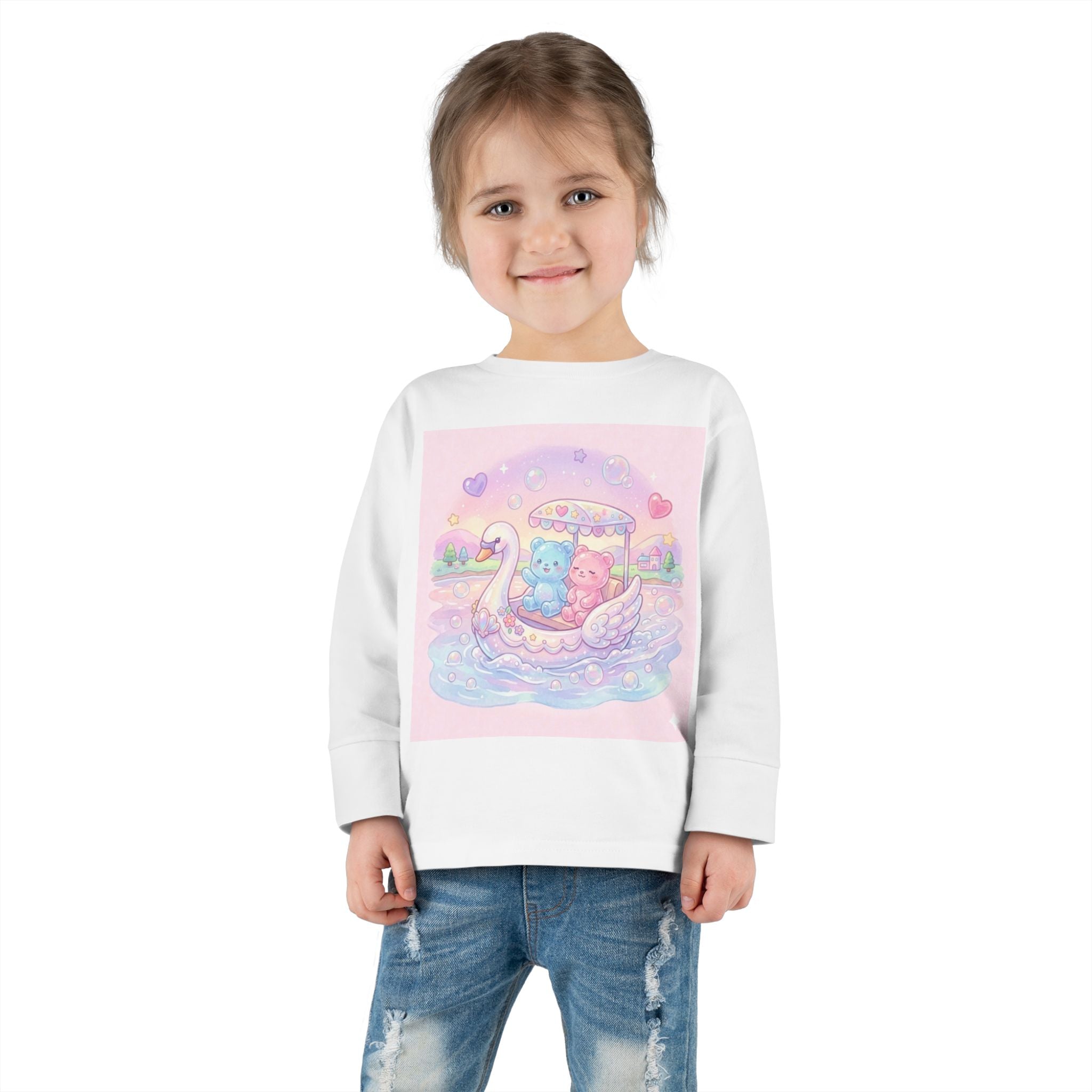 Swan Boat Ride, Oozy Bear Duo Friends- Graphic Long Sleeve Shirts