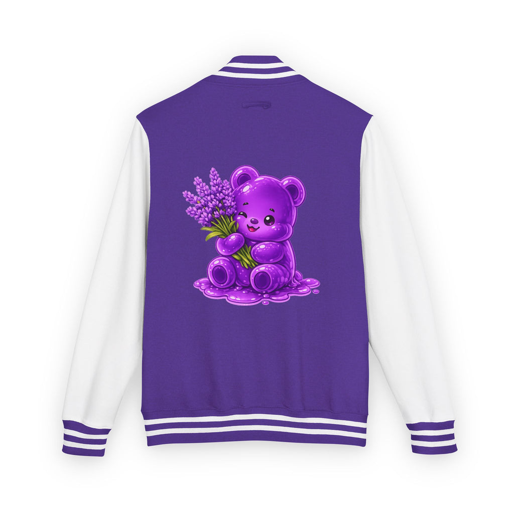 Fresh Lavender Stalk, Special Purple Oozy Bear Gummy Friend- Letterman Graphic Jacket