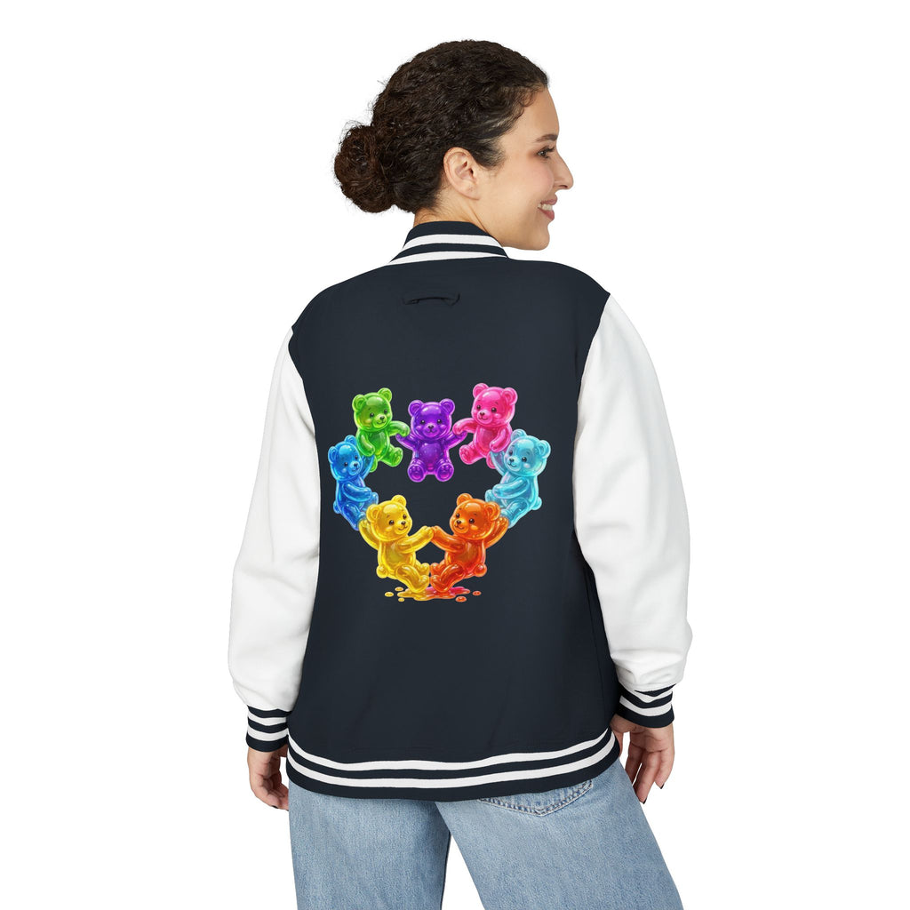 Rainbow Oozy Gummy Bear Heart Special Addition- Lettermen Graphic Jacket