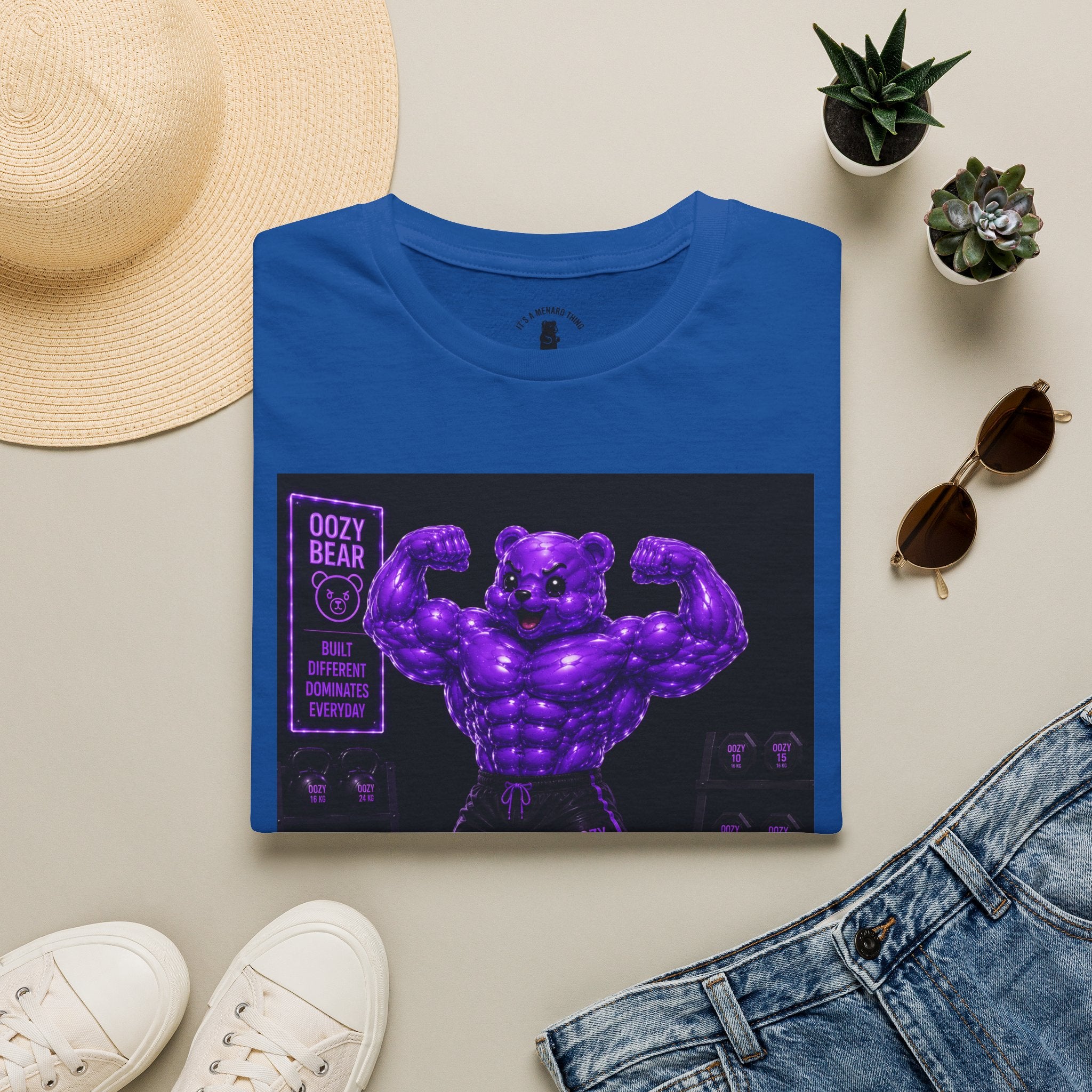 Flexing Muscles, After Workout Oozy Buff Bear Gym Gummy- Adult Graphic Shirt