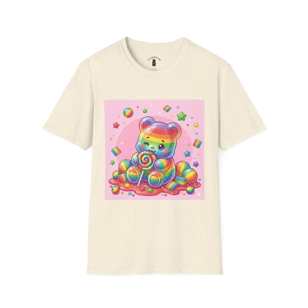 Rainbow Stripe Lollipop Gooey Gummy Bear T-Shirt — Cute Graphic Tee