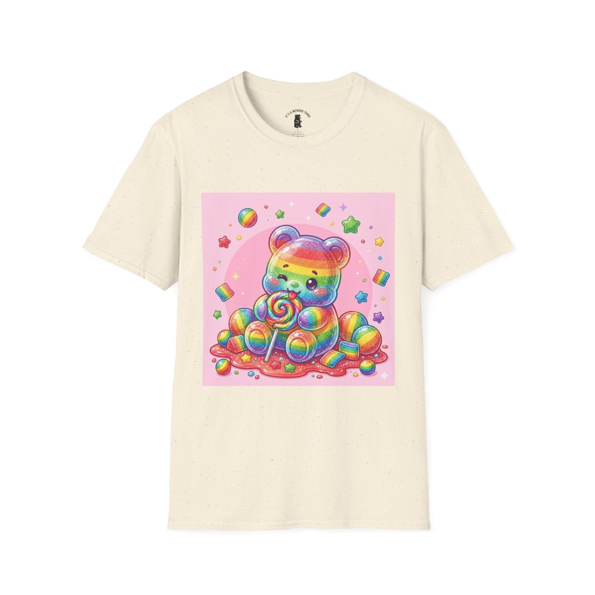 Rainbow Stripe Lollipop Gooey Gummy Bear T-Shirt — Cute Graphic Tee
