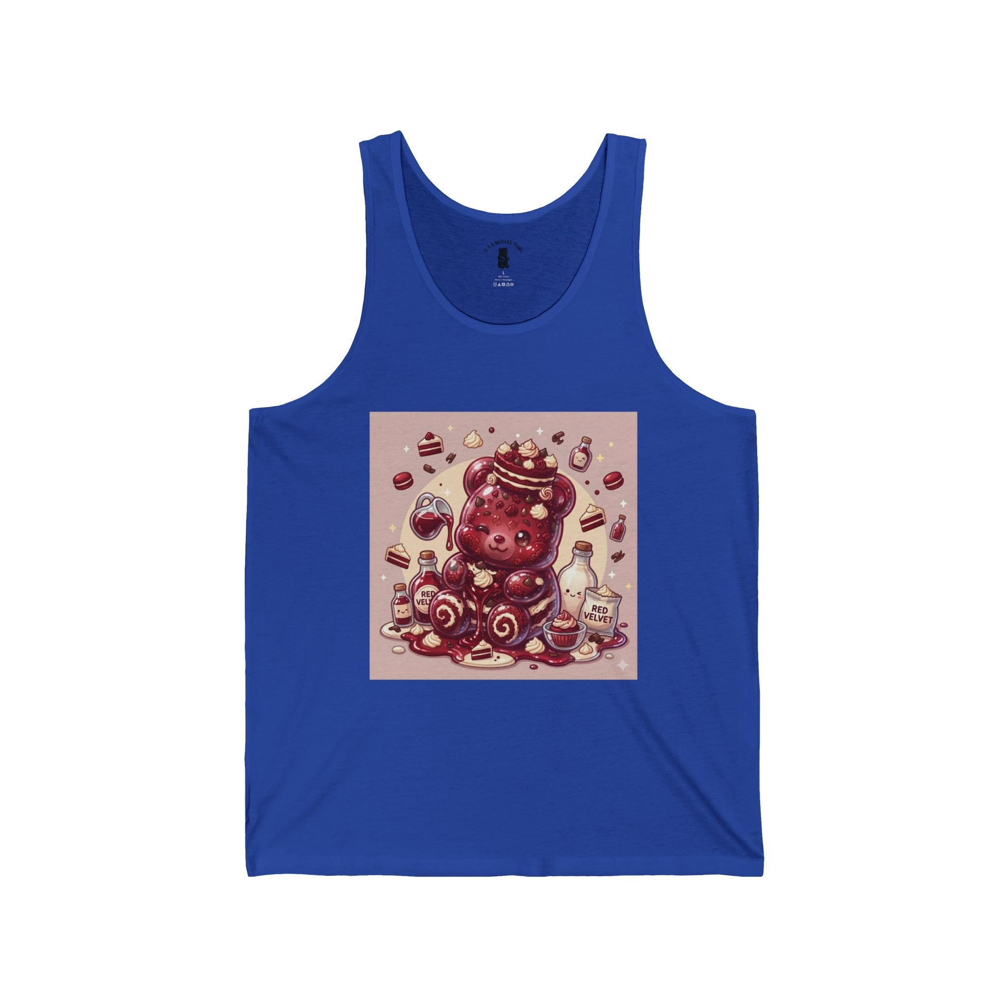 Special Red Velvet Cake & Frosting, Gooey Gummy Bear — Cute Illustration Tank