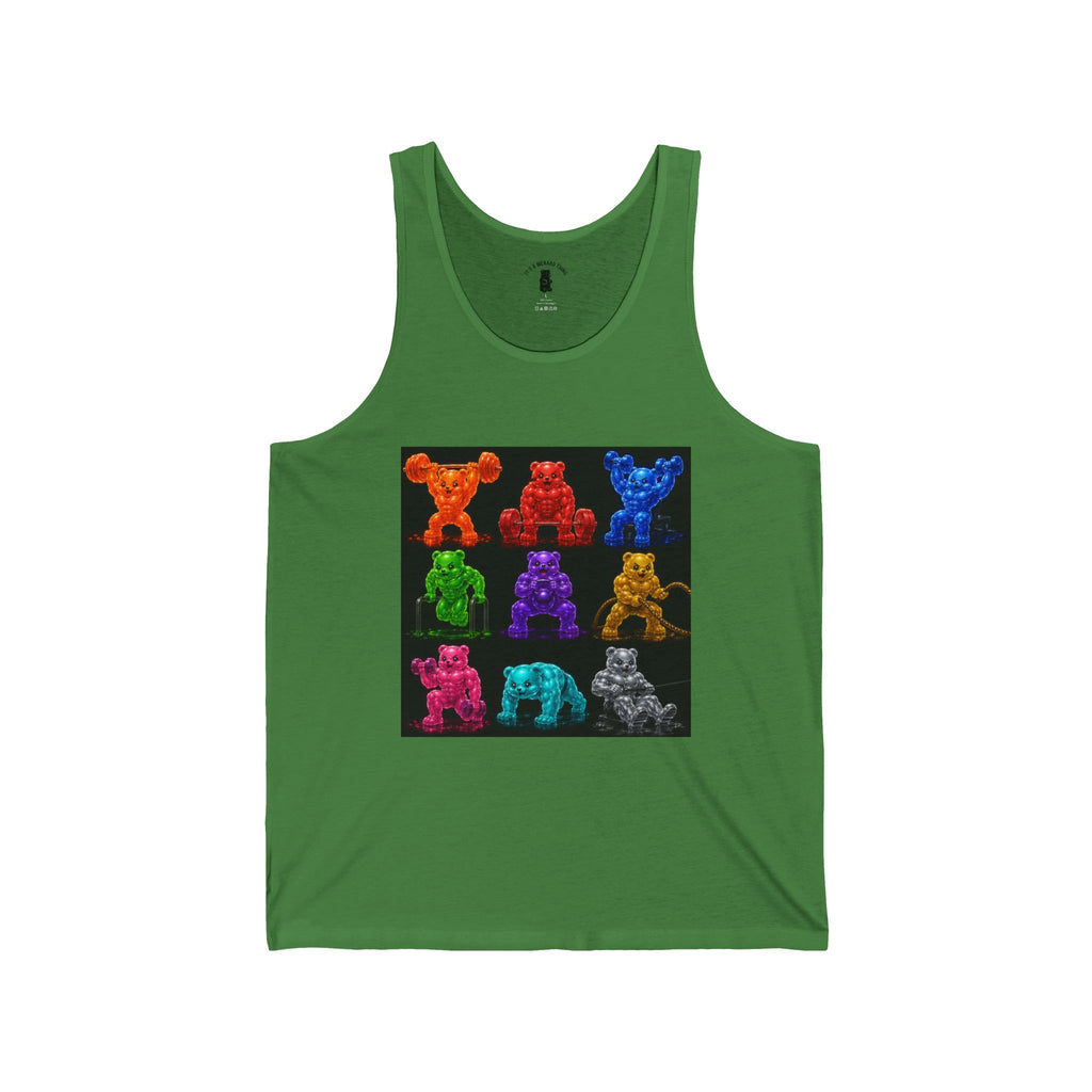 Fitness Panel Grid, Oozy Buff Bears Gym Addition- Workout Graphic Tank Top