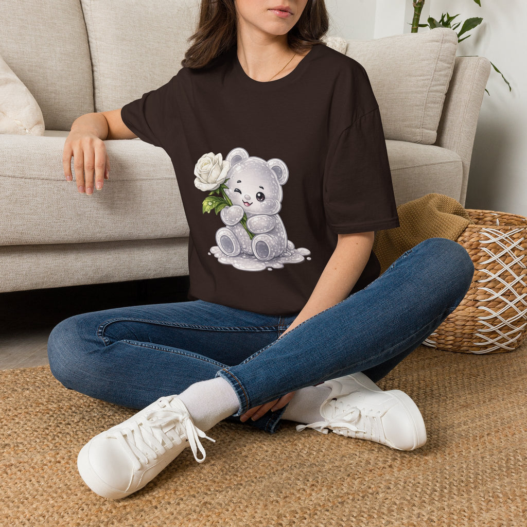 Beautiful Blooming White Rose, Oozy Bear Gummy Special Flower Addition- Graphic Shirt