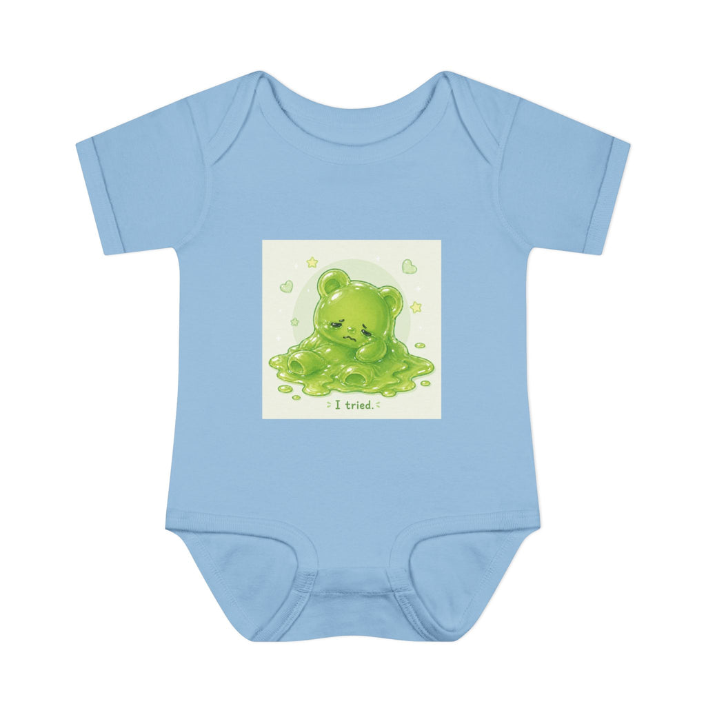 Infant Bodysuit — Cute Gooey Green Melted Gummy Bear "I Tried" Baby Onesie