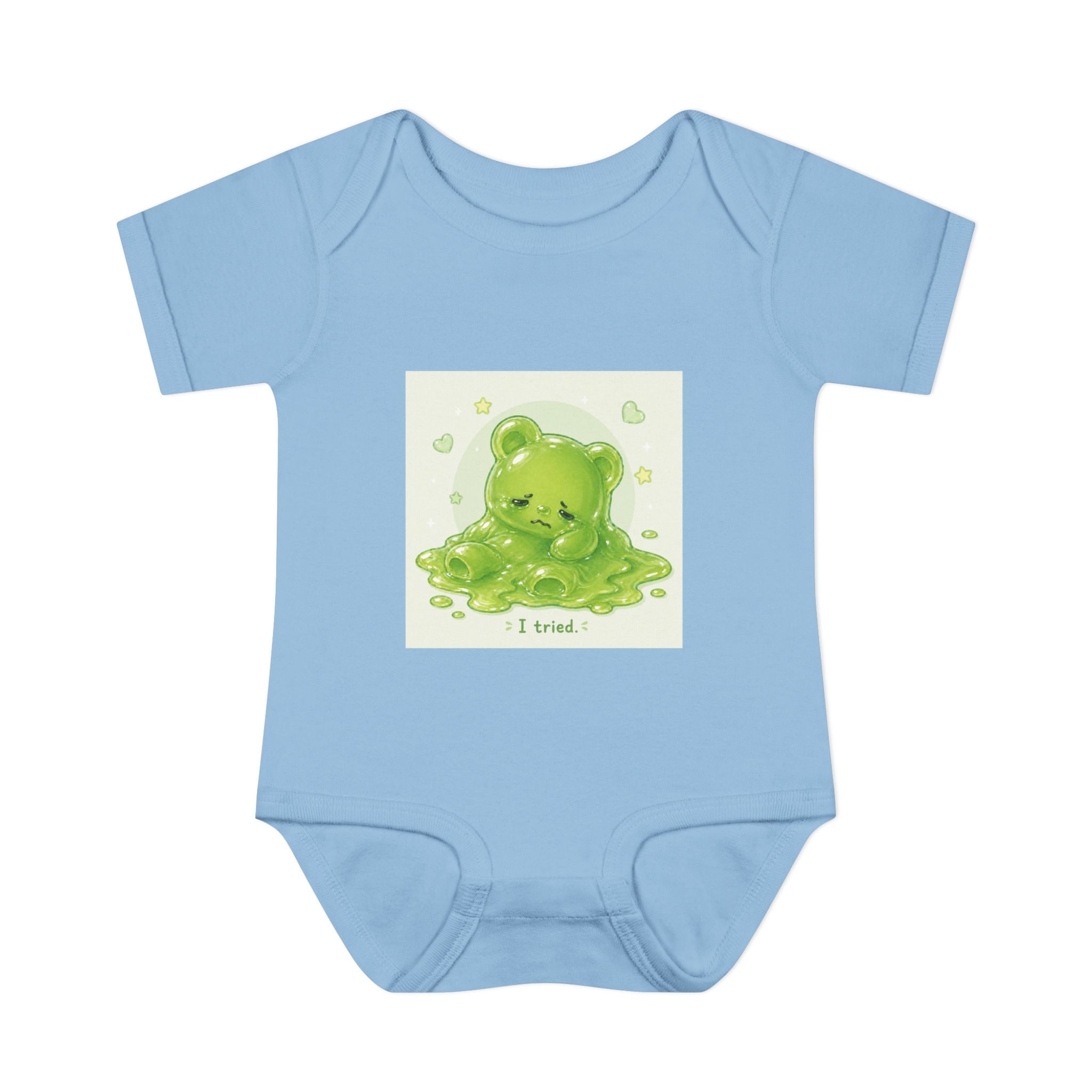 Infant Bodysuit — Cute Gooey Green Melted Gummy Bear "I Tried" Baby Onesie