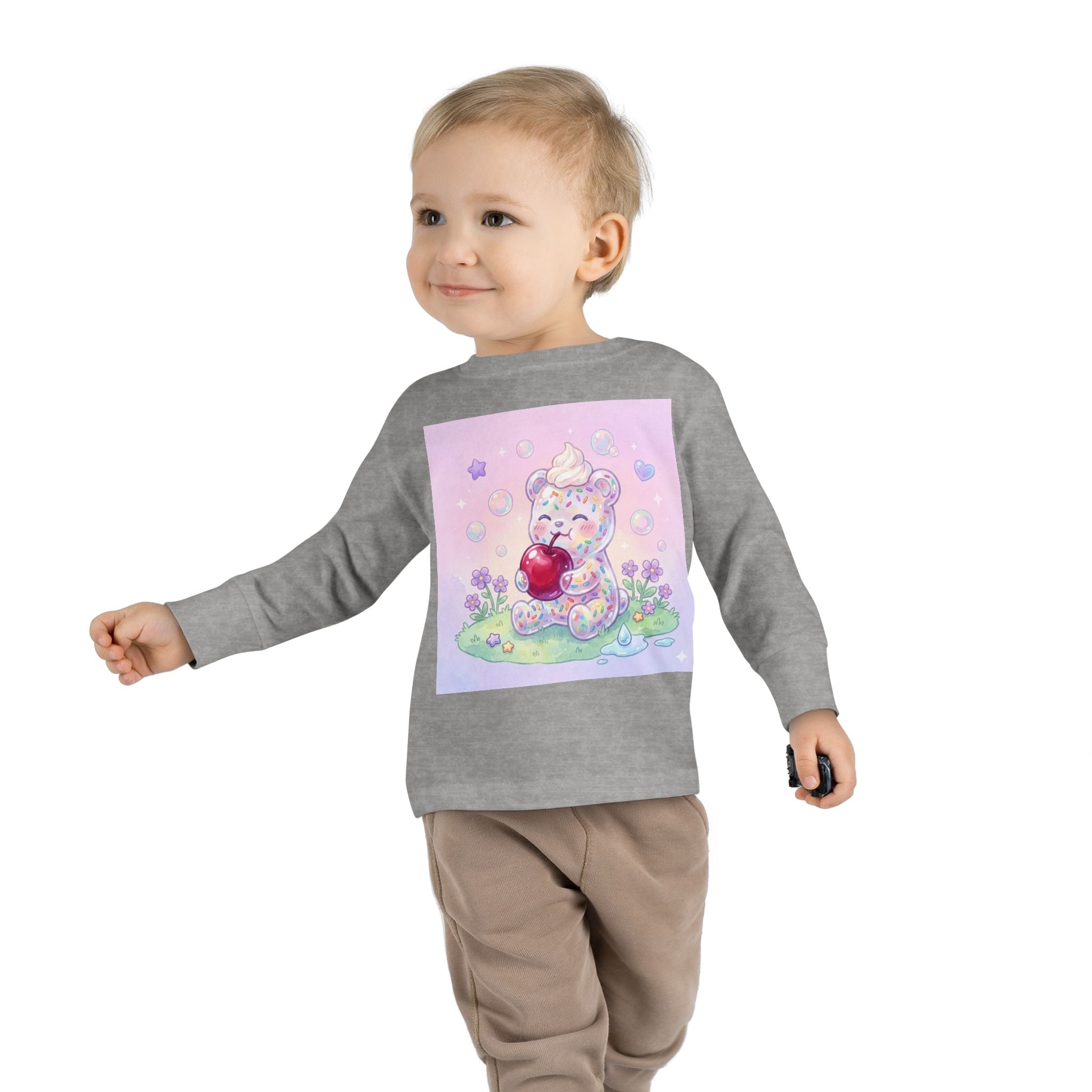 White Birthday Sprinkles with Cherry Snack, Oozy Bear Friend- Graphic Long Sleeve Shirt