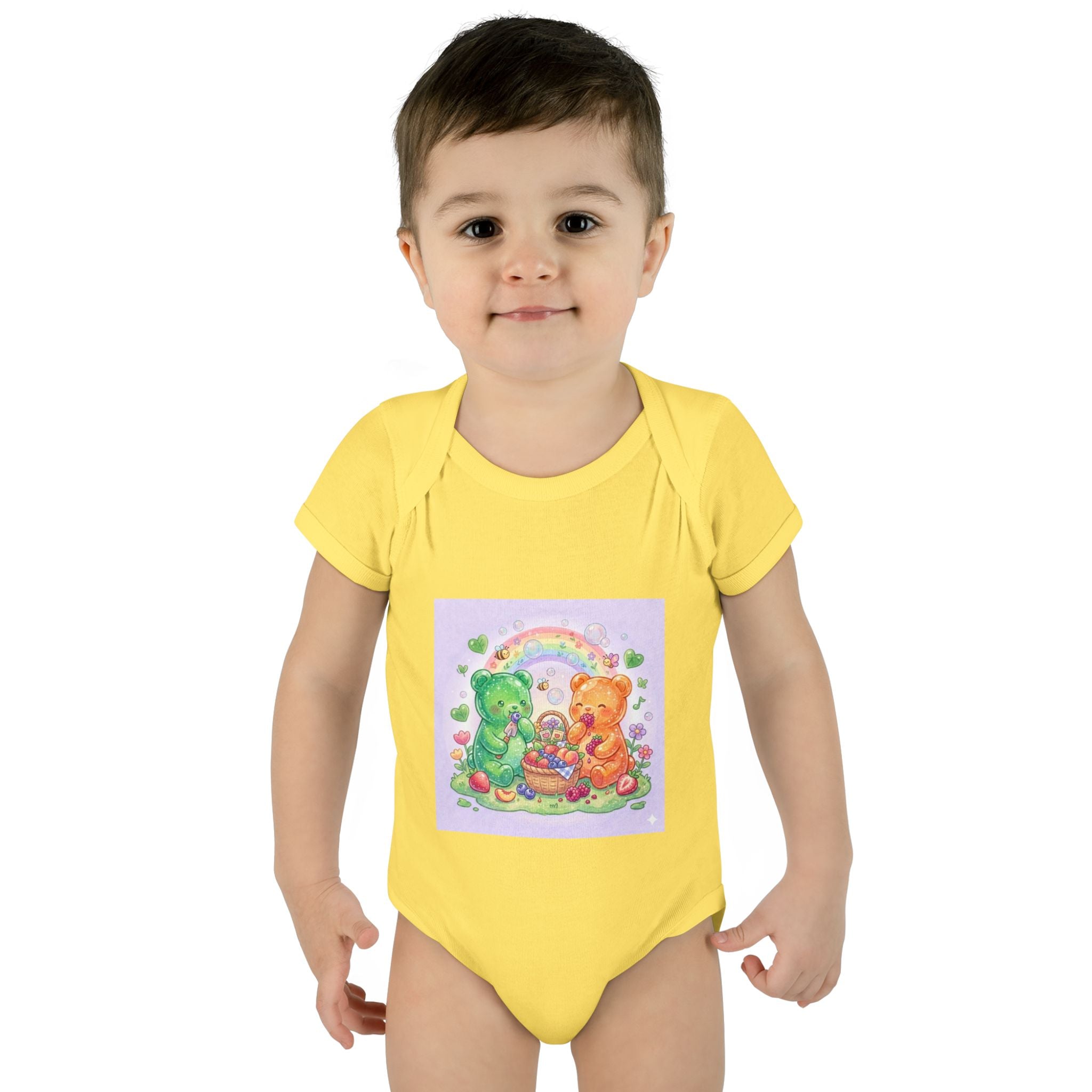 Fruit Garden Eating Gooey Gummy Bears Infant Bodysuit — Baby Shower Gift