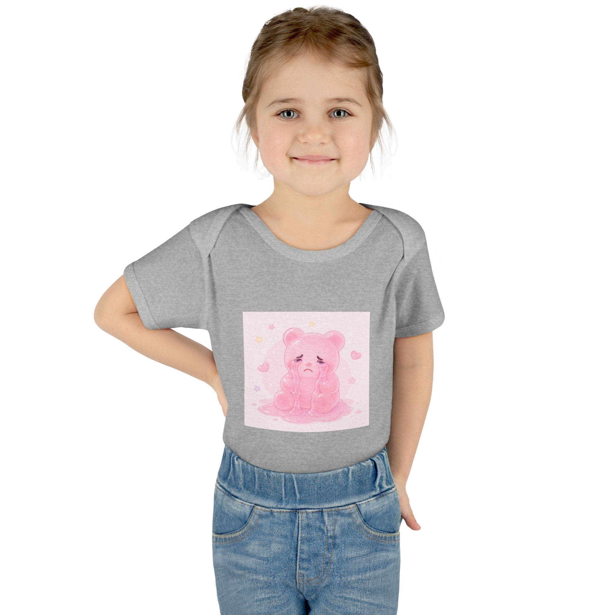Pink Crying Gooey Gummy Bear Infant Bodysuit — Cute Pastel Baby Onesie