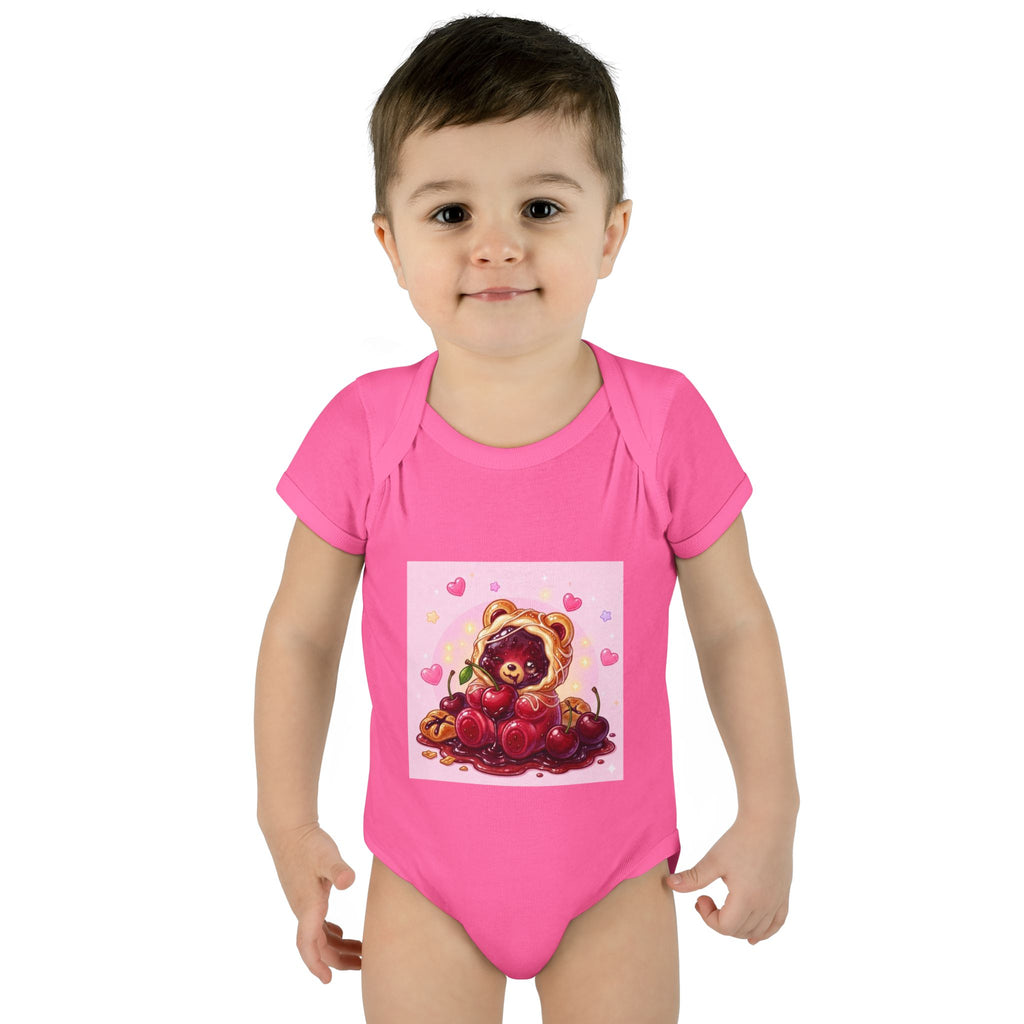 Cherry Danish Gooey Gummy Bear in Puff PJs (Infant Rib Onesie)